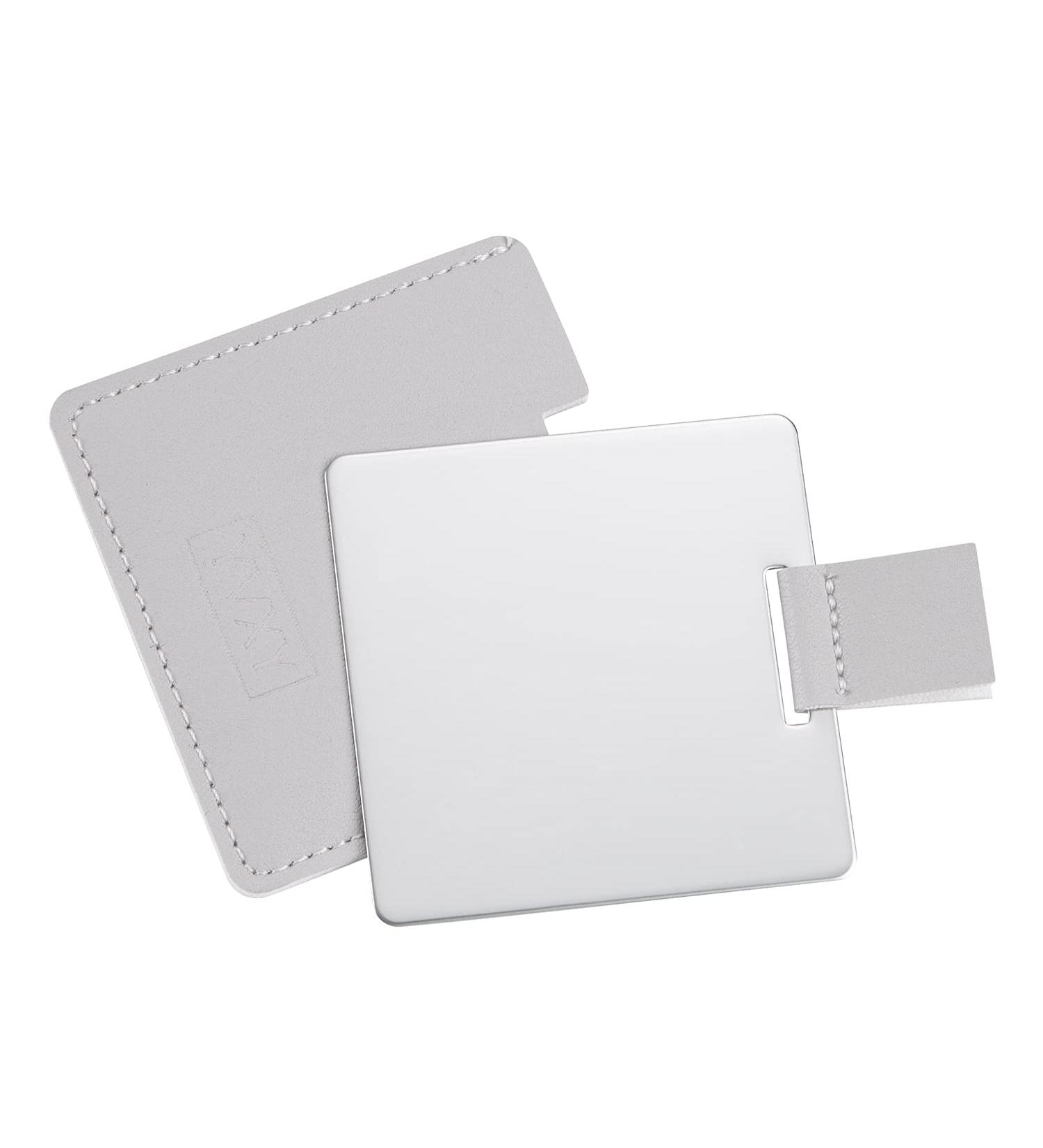 YVXY Compact Mirror - Unbreakable Stainless Steel Folding Travel Mirror with PU Leather Case (White) - Buy Online on GoSupps.com