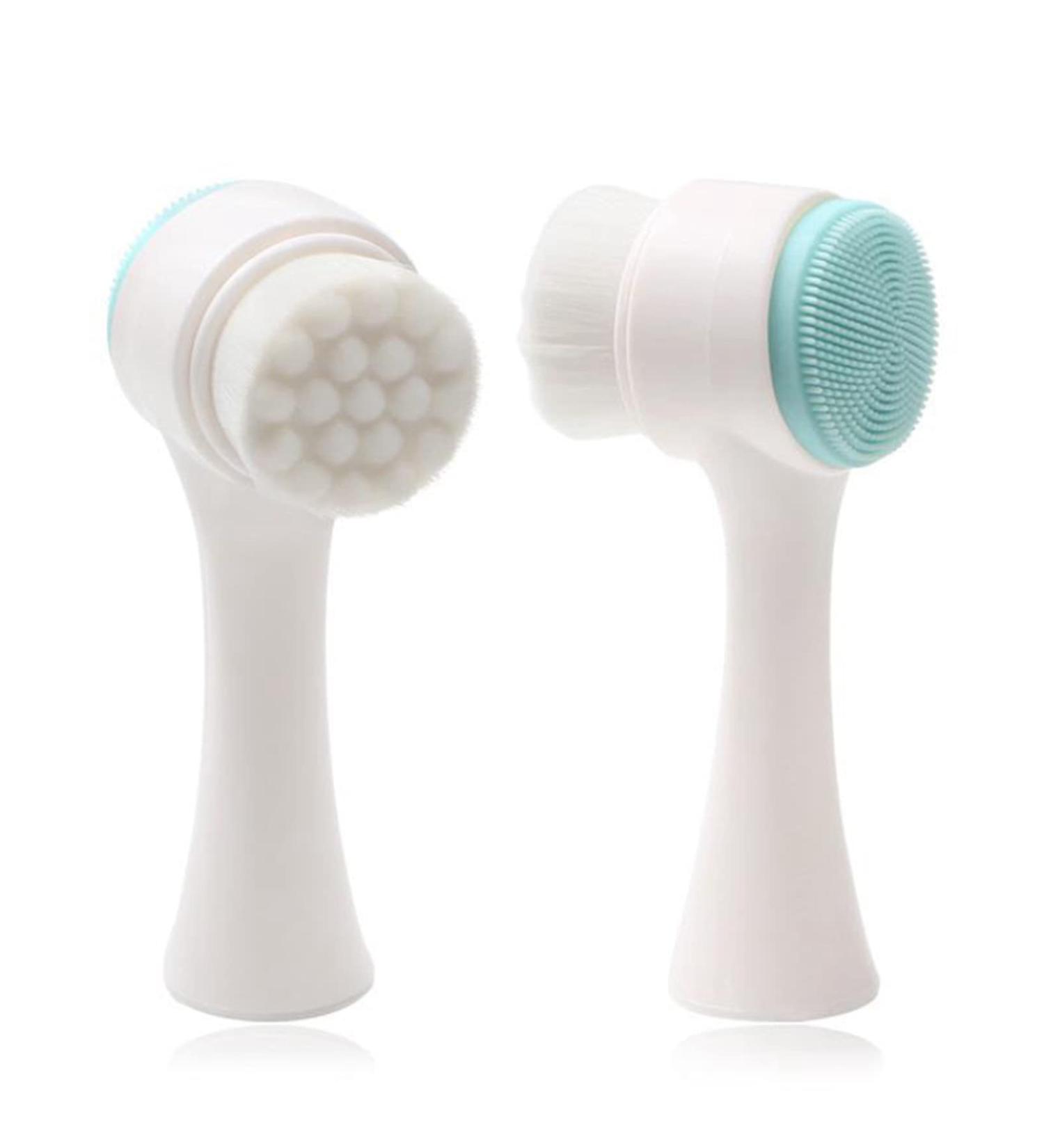 2-in-1 Silicone Face Cleaning Brush - 3D Dual Scrubber for Deep Pore Peeling & Makeup Massage - Soft Bristles for All Skin Types - Blue - Buy Online on GoSupps.com
