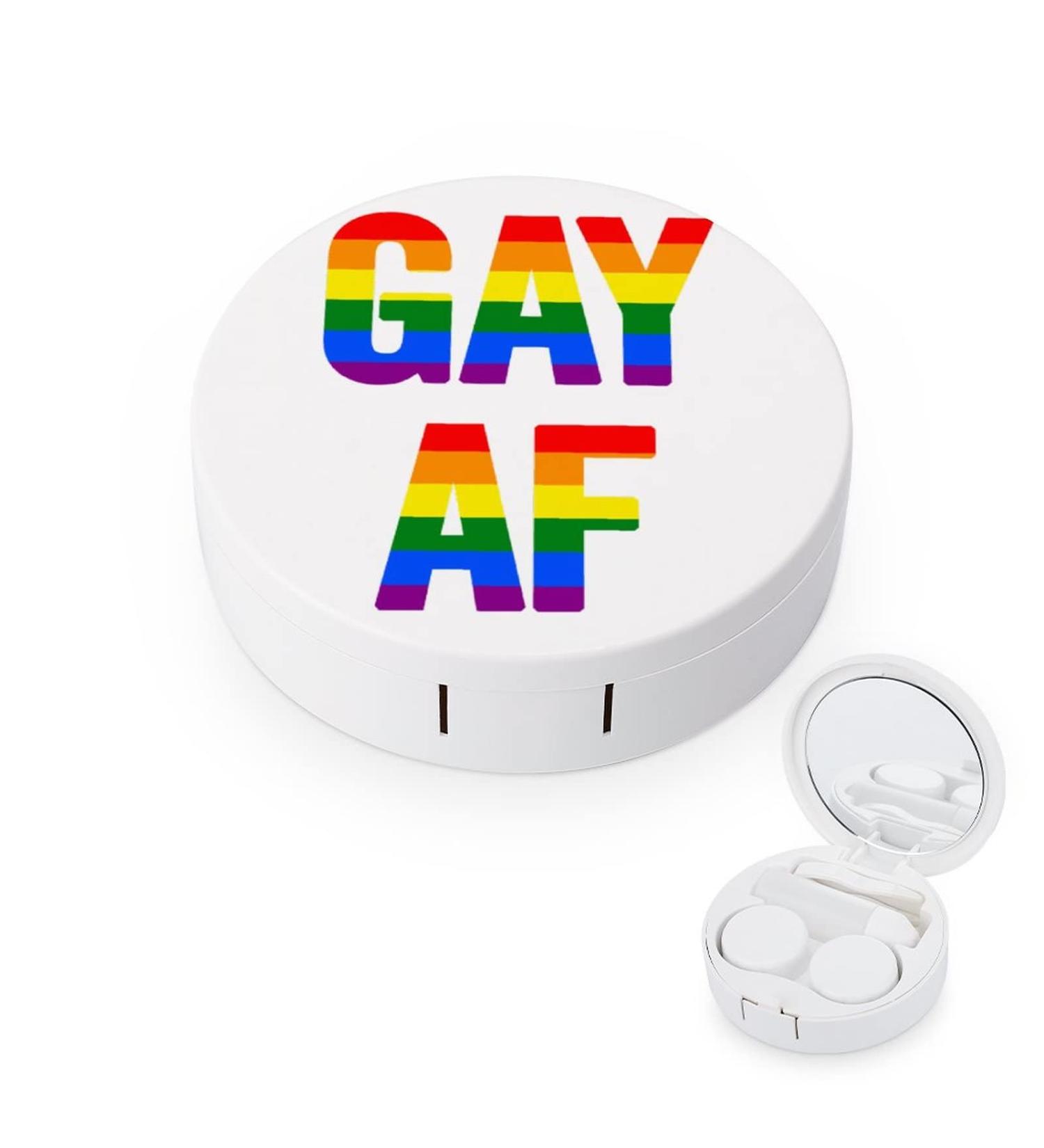 LGBT Gay Pride AF Round Case For Contact Lens Kit Storage Box with Mirror Printed - Buy Online on GoSupps.com