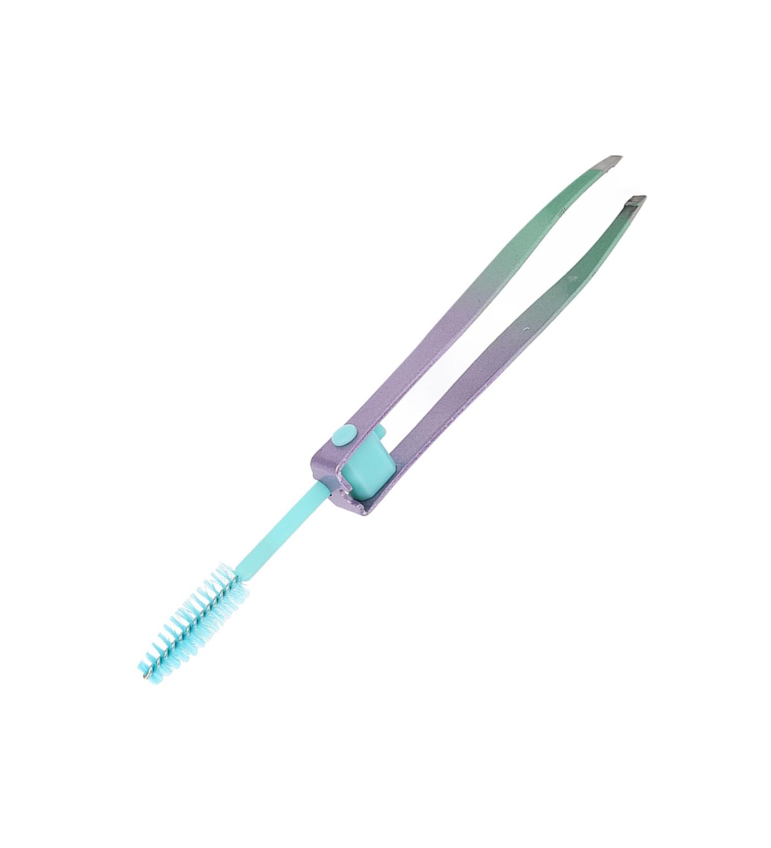 Green Violet Gradient Eyebrow Brush Makeup Stainless Steel Brush False Fake Eyelash Tweezers - Buy Online on GoSupps.com