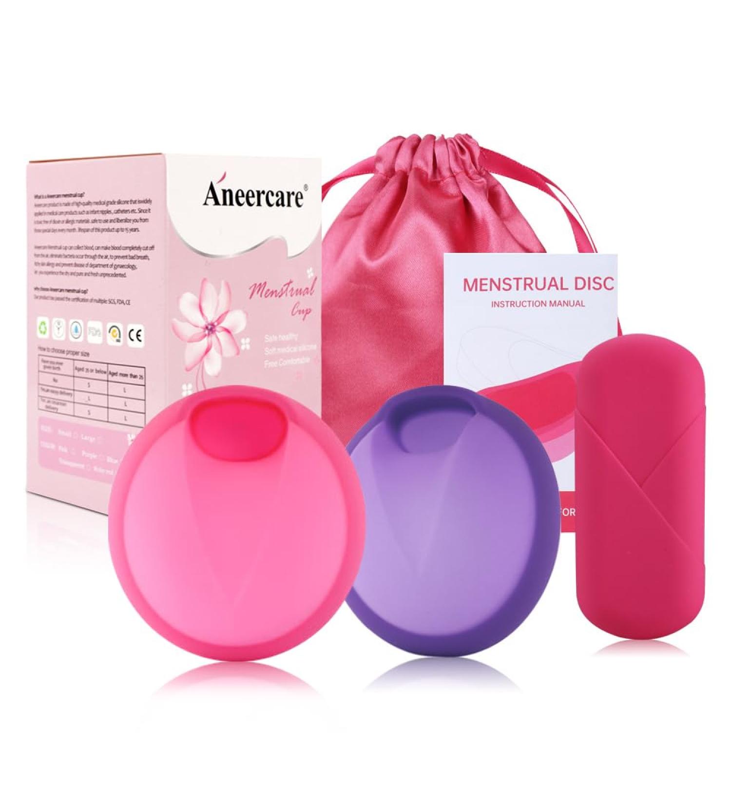 Cliunt Menstrual Disc - Reusable Periodic Discs (2 Pack) | Tampon Alternative | Sizes S & L | Purple & Pink | Eco-Friendly Storage Pocket - Buy Online on GoSupps.com