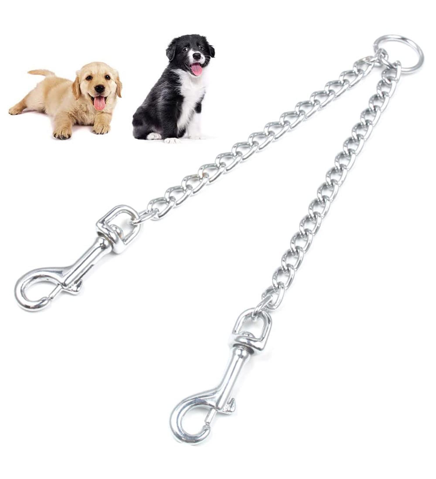 Metal Double Dog Leash Coupler Metal Durable Dog Chain Metal Double Dog Lead Rope Pet Dog Leash Extension Splitter Lead for 2 Dogs for Walking - Buy Online on GoSupps.com