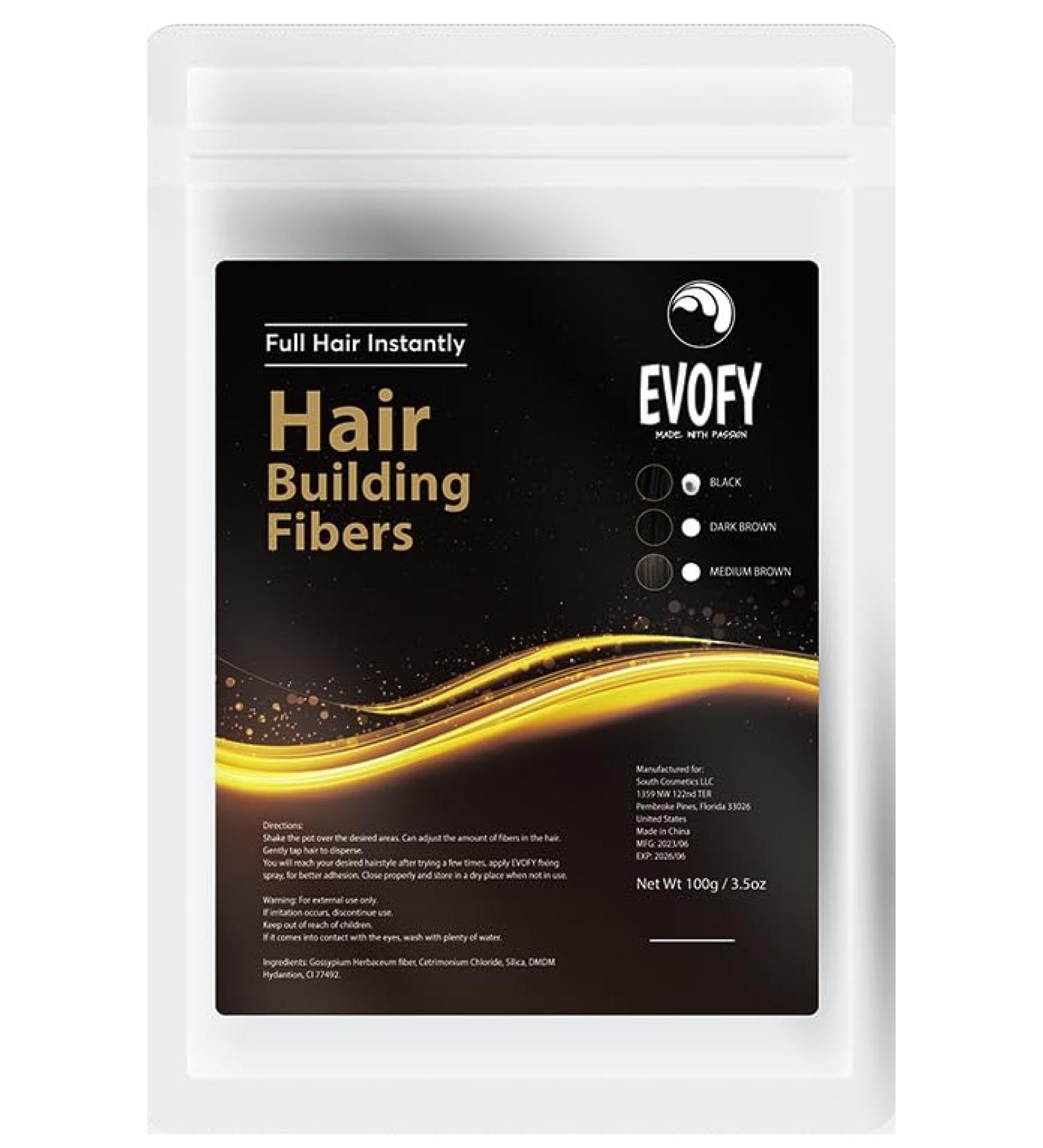 Refill Fiber for Thinning Hair - Natural Hair Building Fibers for Men & Women (Black) - Instantly Thicker Hair in 30 Sec - 100g - Buy Online on GoSupps.com