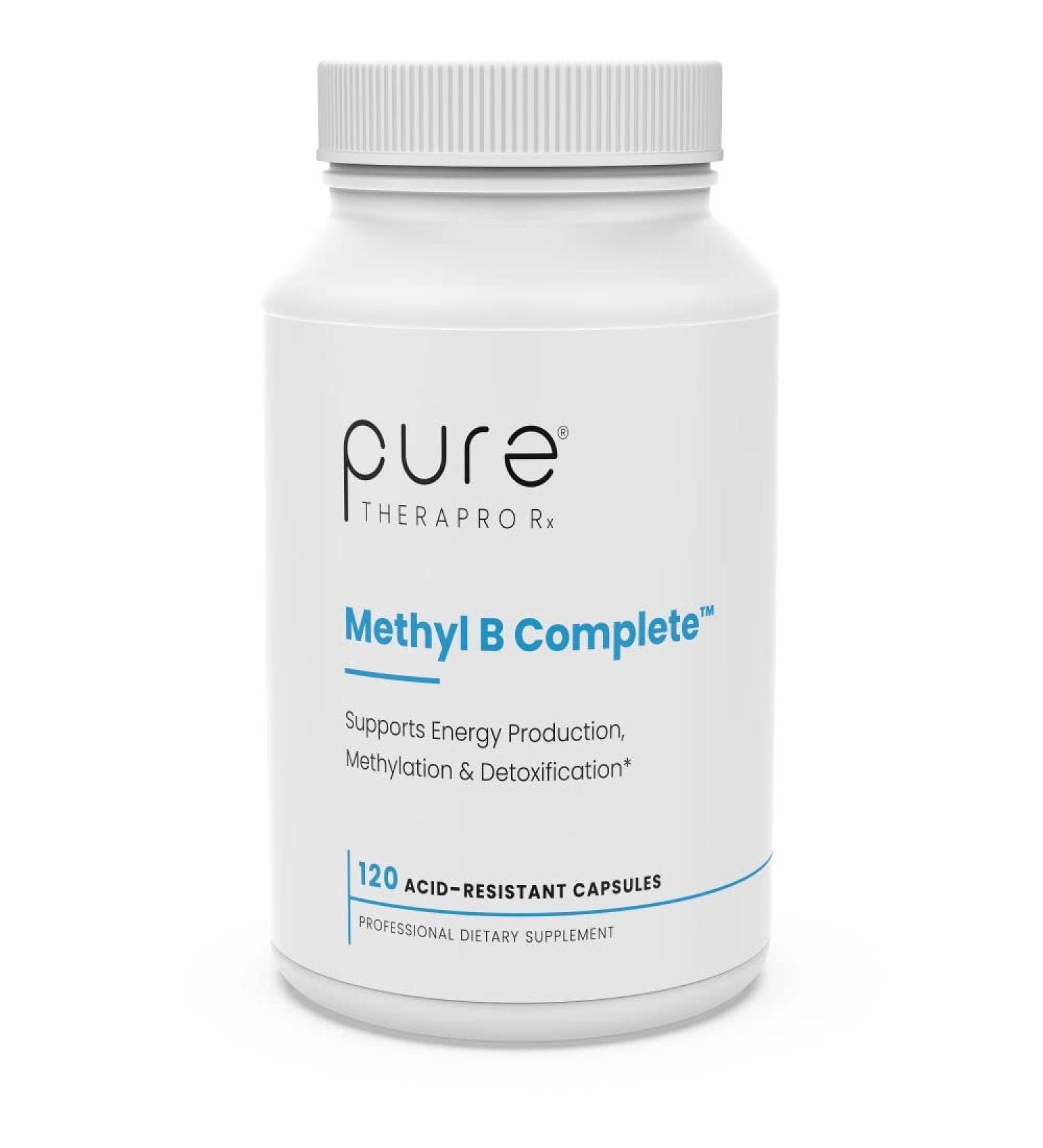Pure TheraPro Rx Methyl B Complete - 120 Vegan Capsules, B Complex with Quatrefolic 5-MTHF, Methylcobalamin, B2, B6 & TMG - Buy Online on GoSupps.com