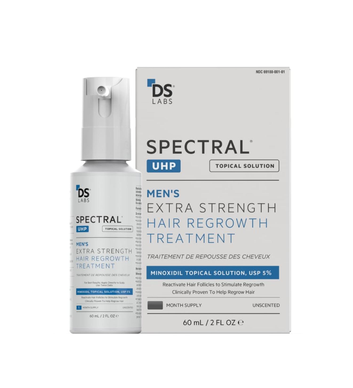 Spectral.UHP 5% Minoxidil Hair Growth Serum for Men - Extra Strength Topical Treatment - Supports Fuller, Thicker Hair Growth in Vertex - 60ml - Buy Online on GoSupps.com
