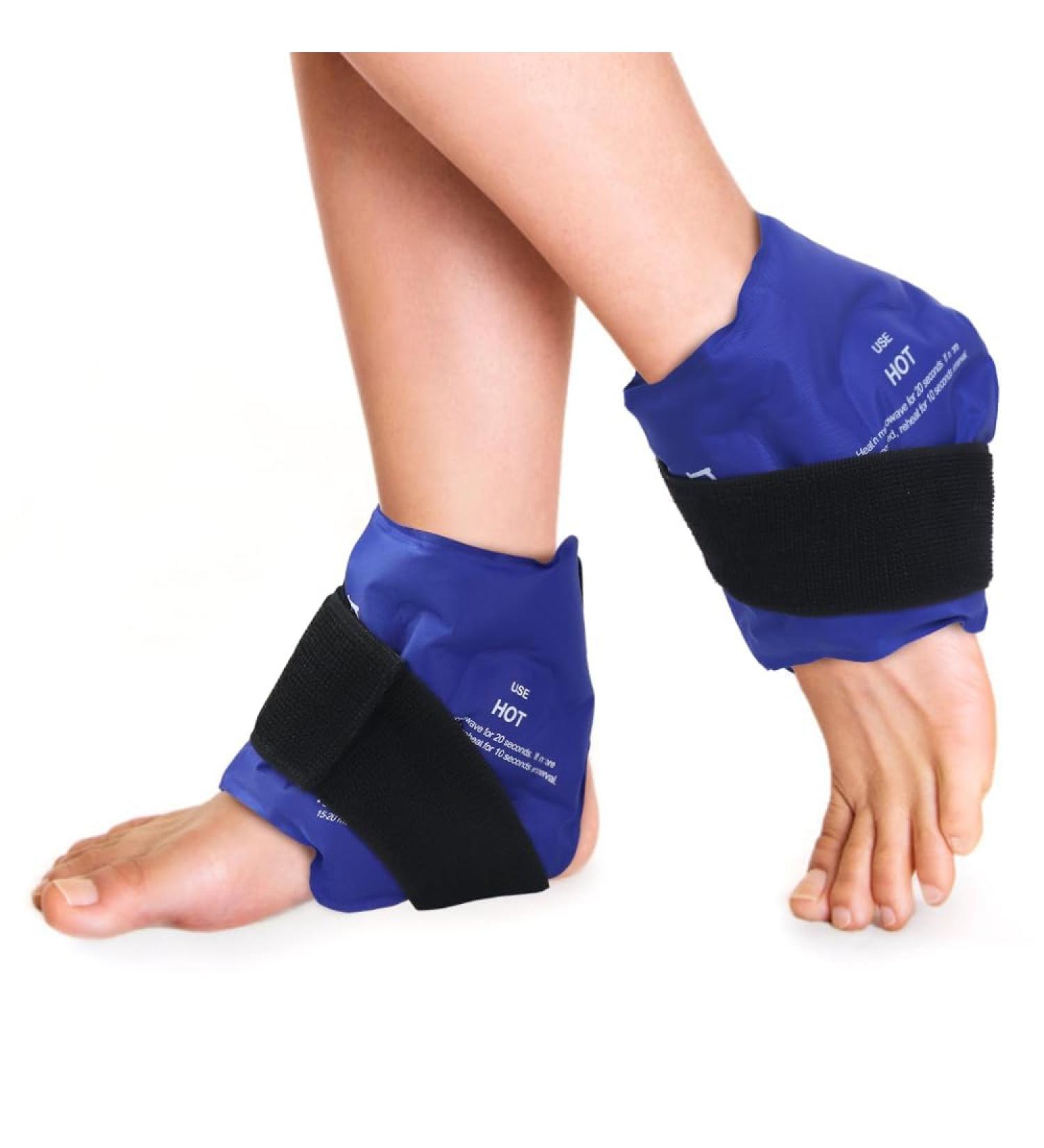 Newgo Ankle Ice Bag for Pain Relief - Reusable Hot & Cold Therapy Gel for Foot Injuries & Swelling (Blue 2-Piece Set) - Buy Online on GoSupps.com