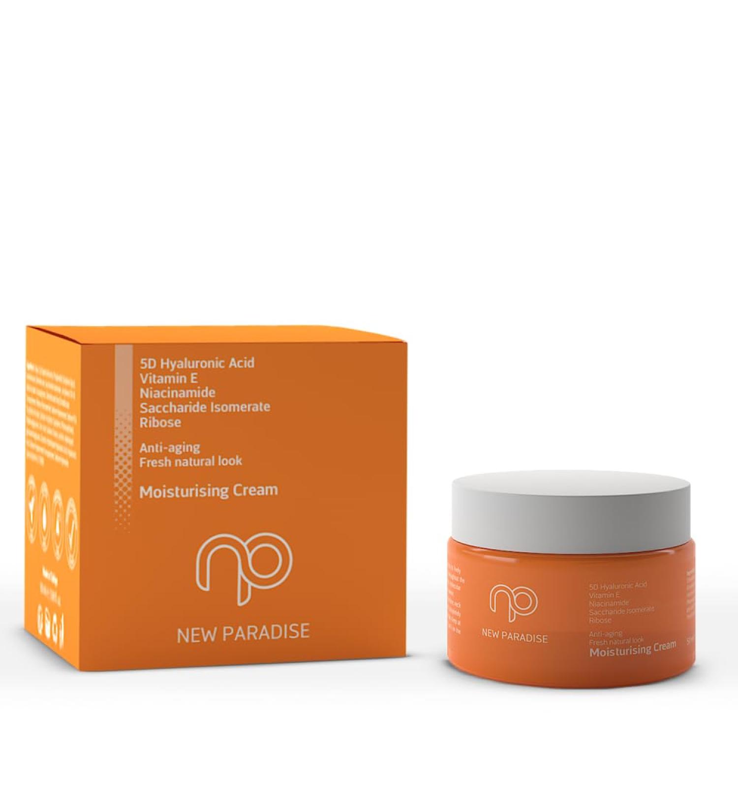 New Paradise Moisturising Cream - 5D Hyaluronic Acid Niacinamide & Vitamin E | Anti-Aging Face Moisturizer for Fresh Skin - Buy Online on GoSupps.com