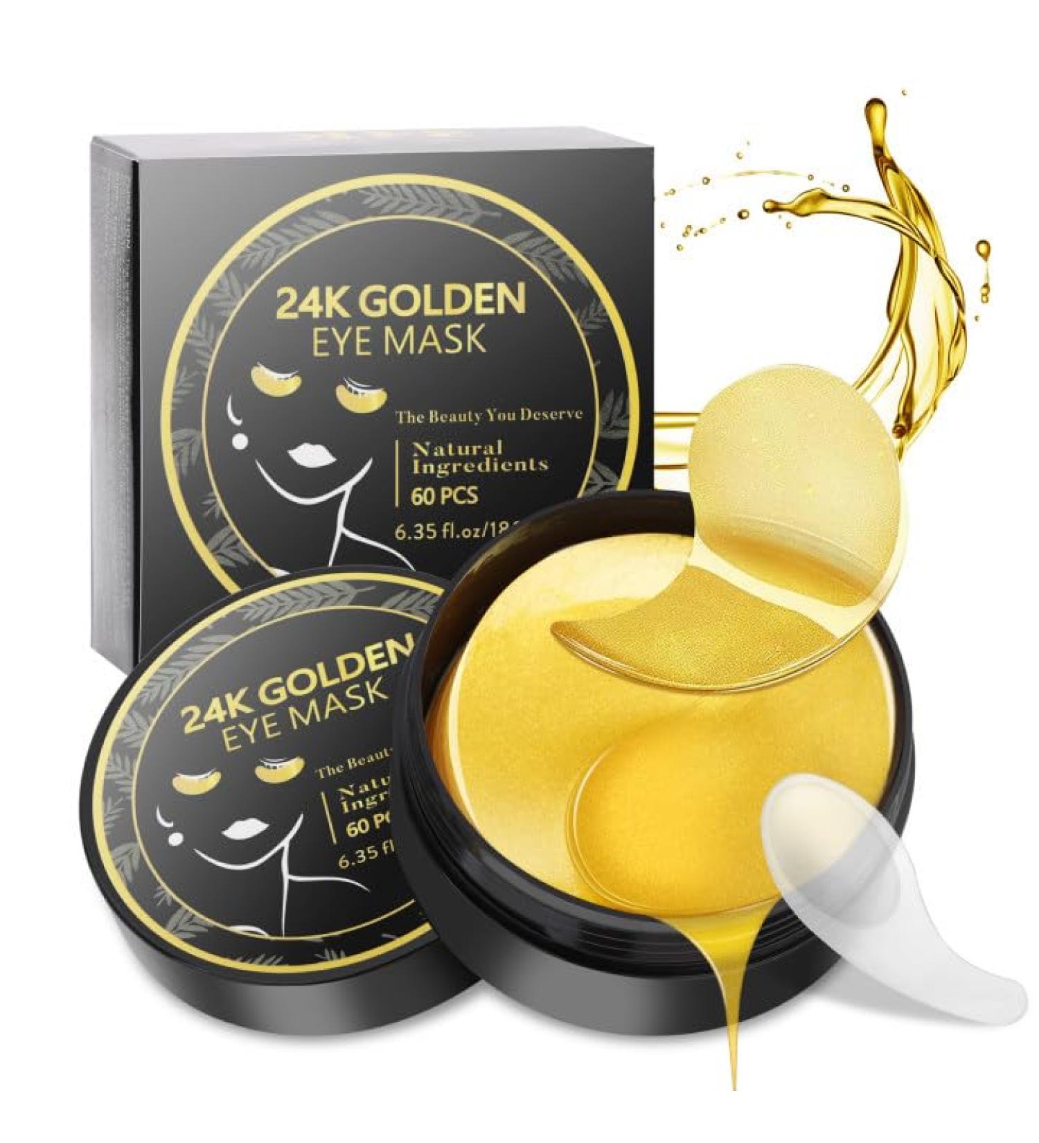 PITHER Under Eye Patches - Gold Eye Masks for Dark Circles & Puffiness | Anti-Wrinkle Moisturizing Treatment Pads (60PCS) - Revitalize & Tighten Eye Area - Buy Online on GoSupps.com