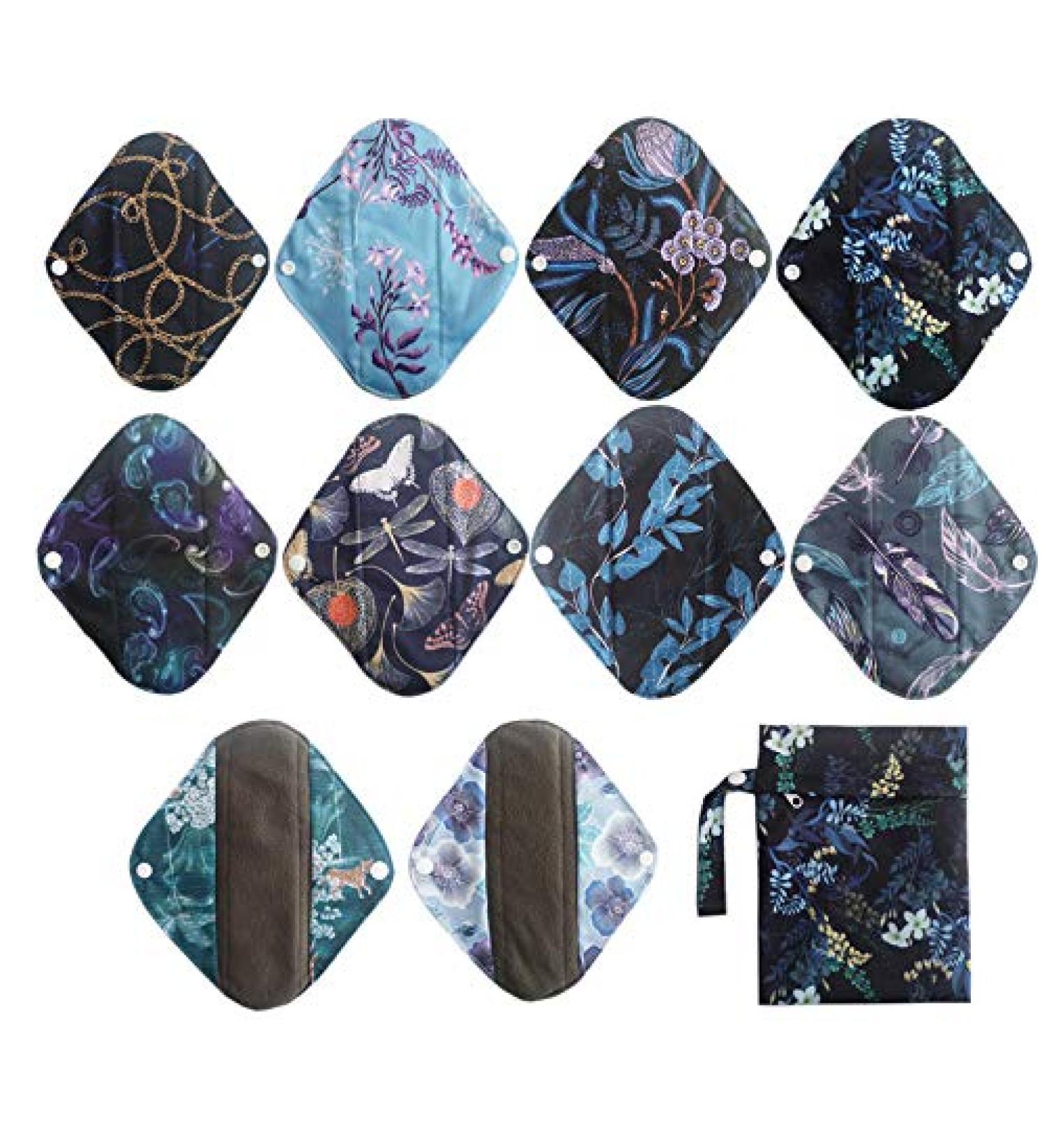 10PCS 8 Inch Light Charcoal Bamboo Mama Cloth Menstrual Pads - Reusable Sanitary Pads - Buy Online on GoSupps.com