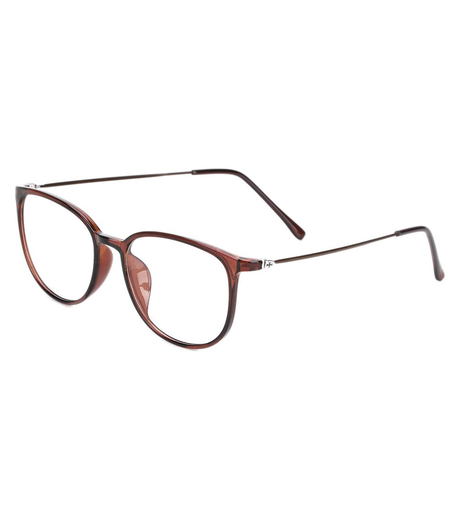 Retro Round Glasses for Students - Unisex Nerd Glasses with Clear Lenses & Case - Fashionable Brown Eyewear for Computer Use - Buy Online on GoSupps.com