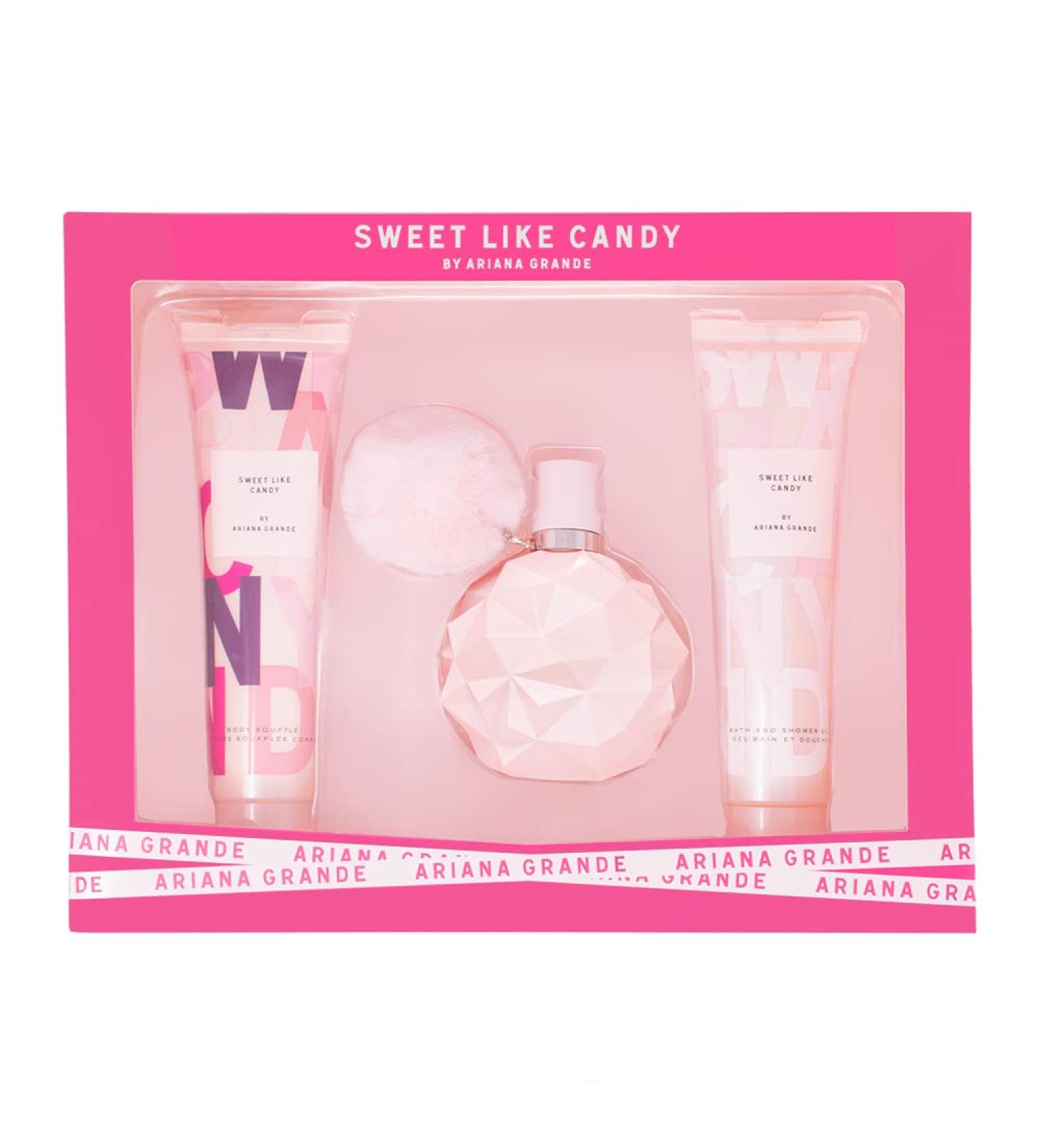 Ariana Grande Sweet Like Candy By Ariana Grande 3 Piece Gift Set - 3.4 Oz Eau De Parfum Spray, 3.4 Oz Body Souffle, 3.4 , pink Vanilla