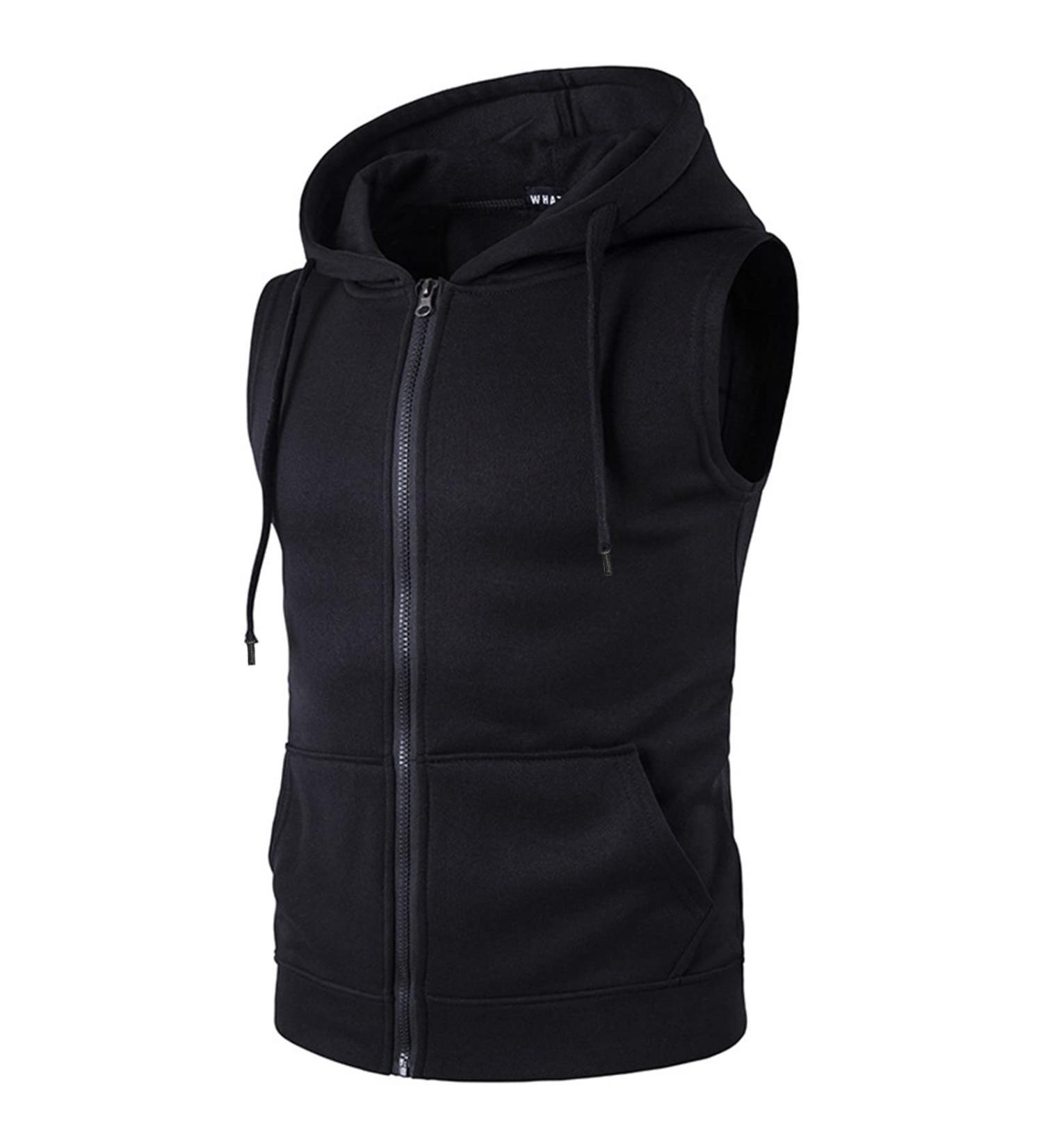 Men's Sleeveless Hooded Tank Top - Lightweight Workout Vest for Bodybuilding - Black, Large - Buy Online on GoSupps.com