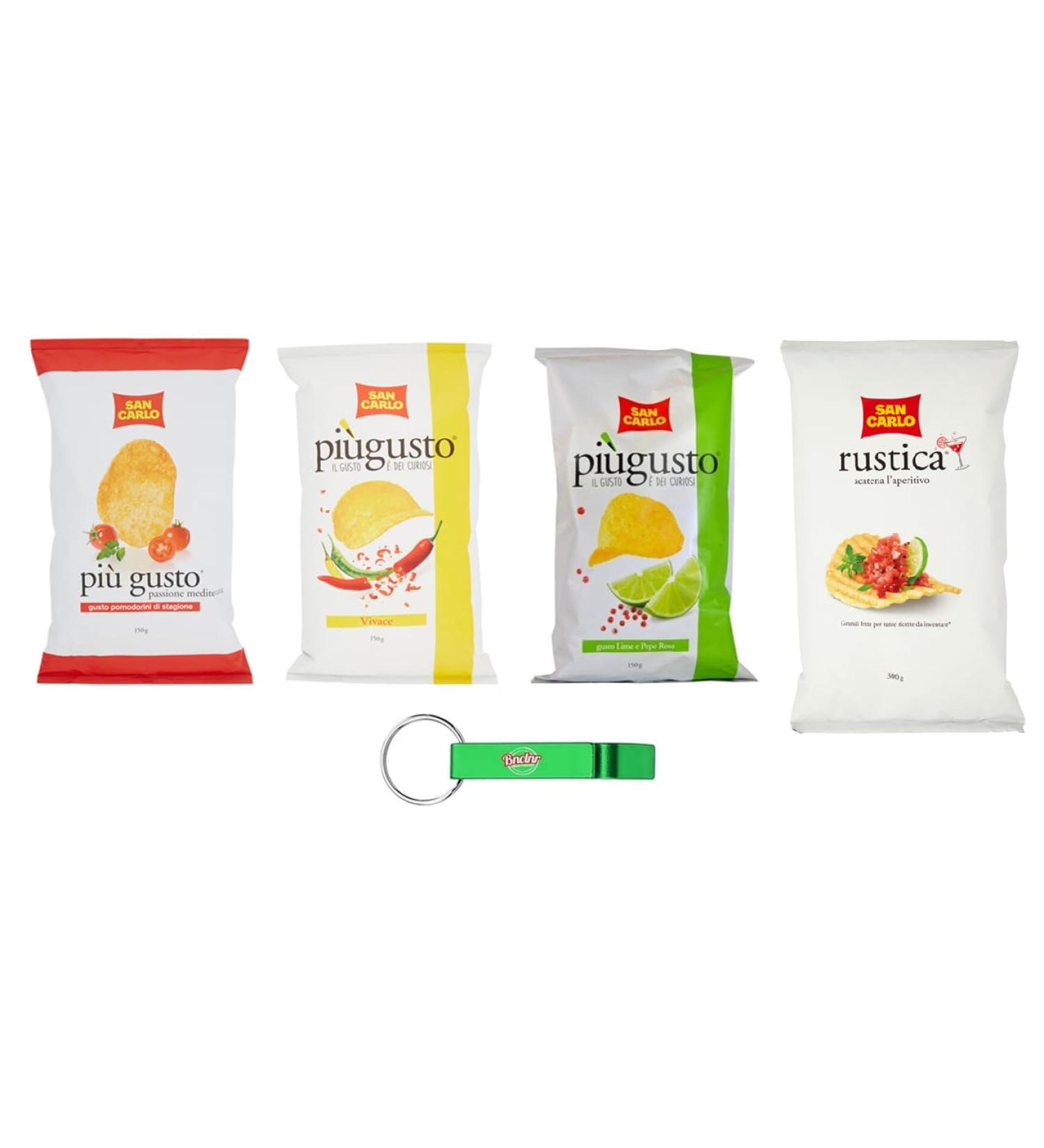 Beni Culinari Lot de 4 paquets de test pour patatine paprika citron vert et poivre rose tomates cerises chips de pommes de terre 3 x 150 g rustica 1 sac de 300 g porte-cl s gratuit - Buy Online on GoSupps.com