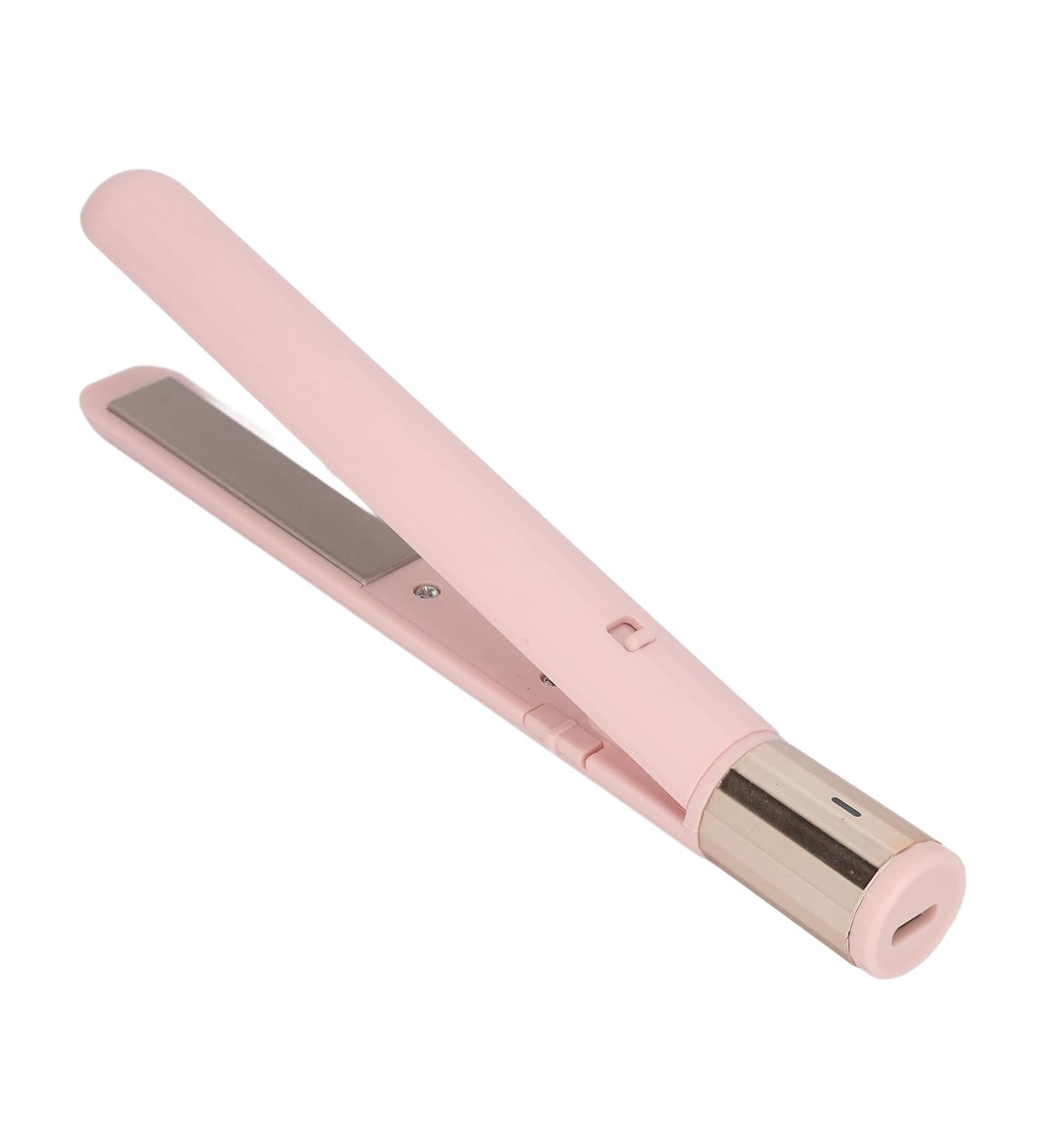 Mini Hair Straightener 2 in 1 - Portable USB Flat Iron & Curler - Adjustable Temperature - Perfect for Travel & Dormitory - Cute Pink Design - Buy Online on GoSupps.com