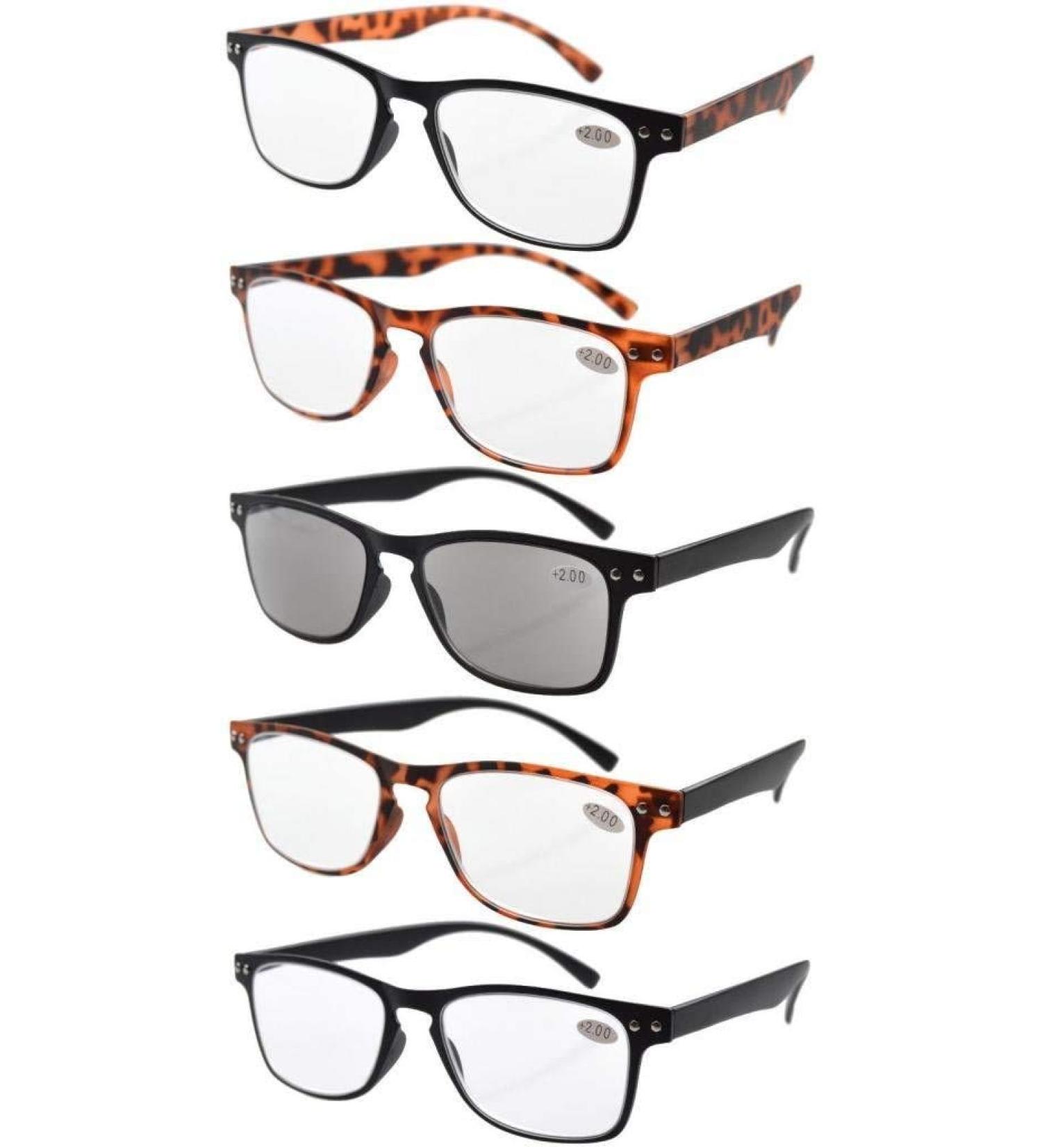 Eyekepper Ultrathin Flex Frame 5-pack 80's Reading Glasses +1.75 | Sunshine Readers | 5 Pairs Mix Colors - Buy Online on GoSupps.com