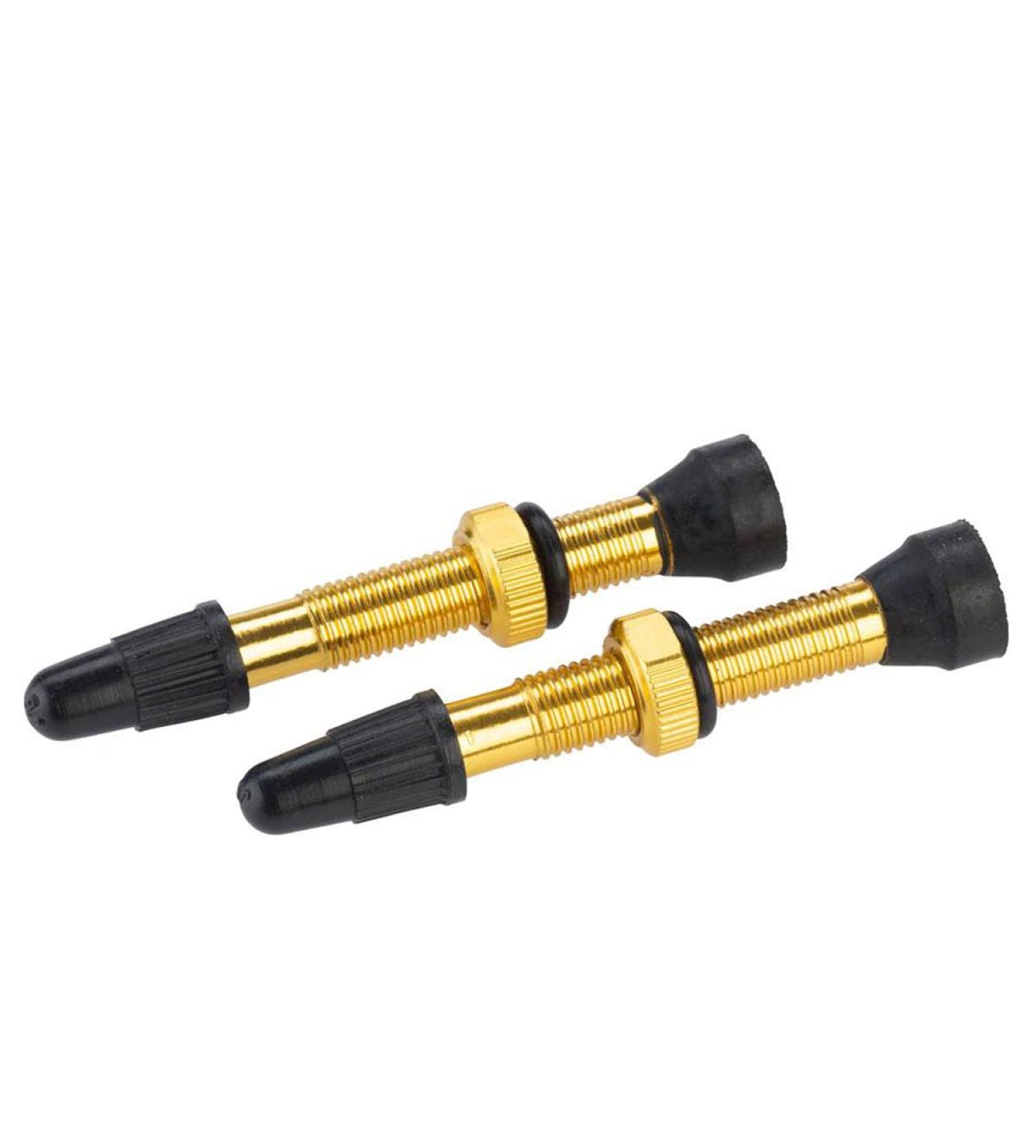 WHISKY - No.9 Aluminum Alloy Tubeless Presta Valve Stem, Pair, 40 Millimeter, Golden