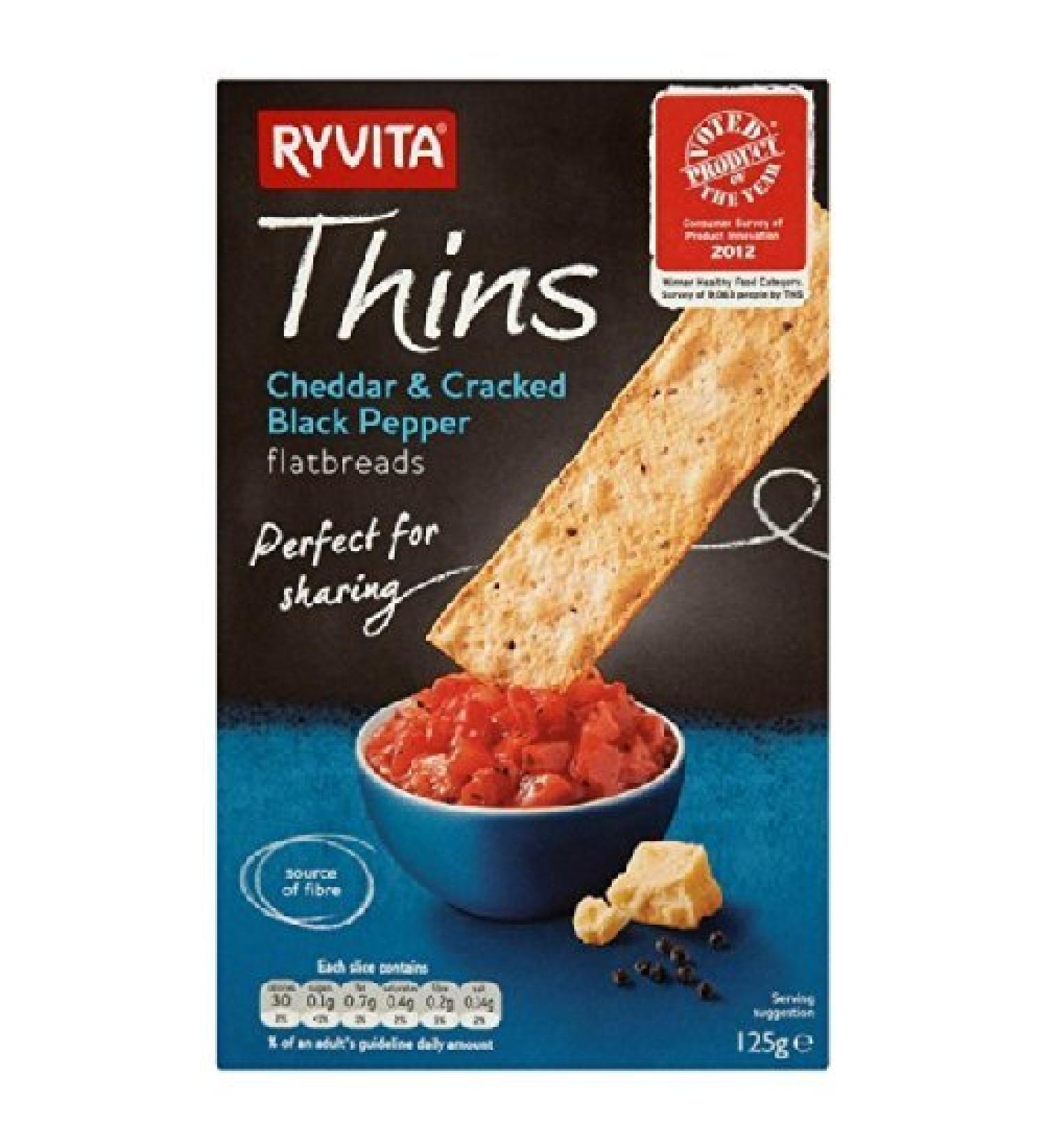 Ryvita Cheddar & Black Pepper Thins 125 g