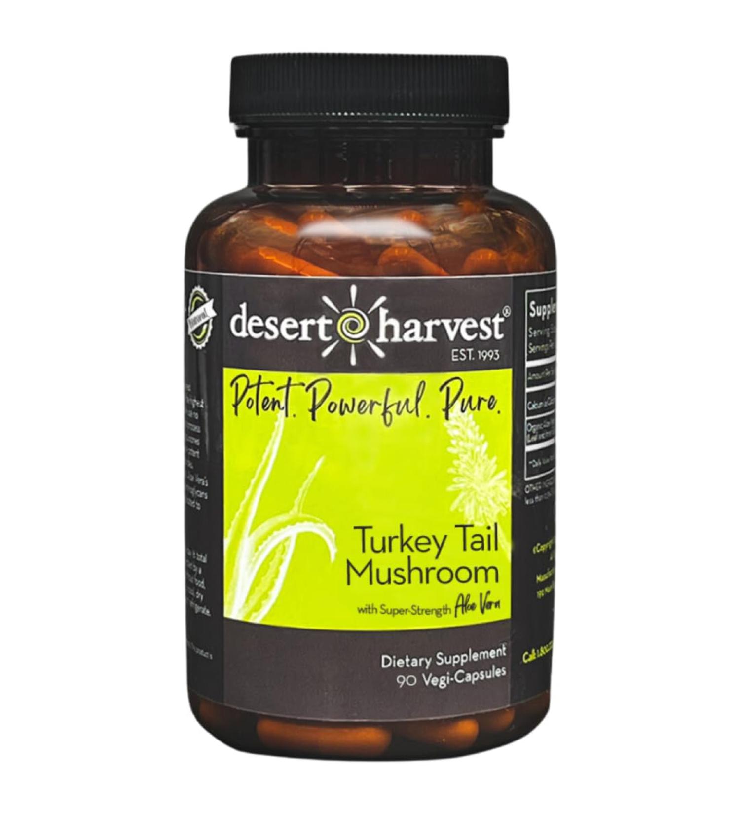Desert Harvest Turkey Tail Mushroom Supplement - Immune Support & Wellness Boost - 90 Capsules - Buy Online on GoSupps.com