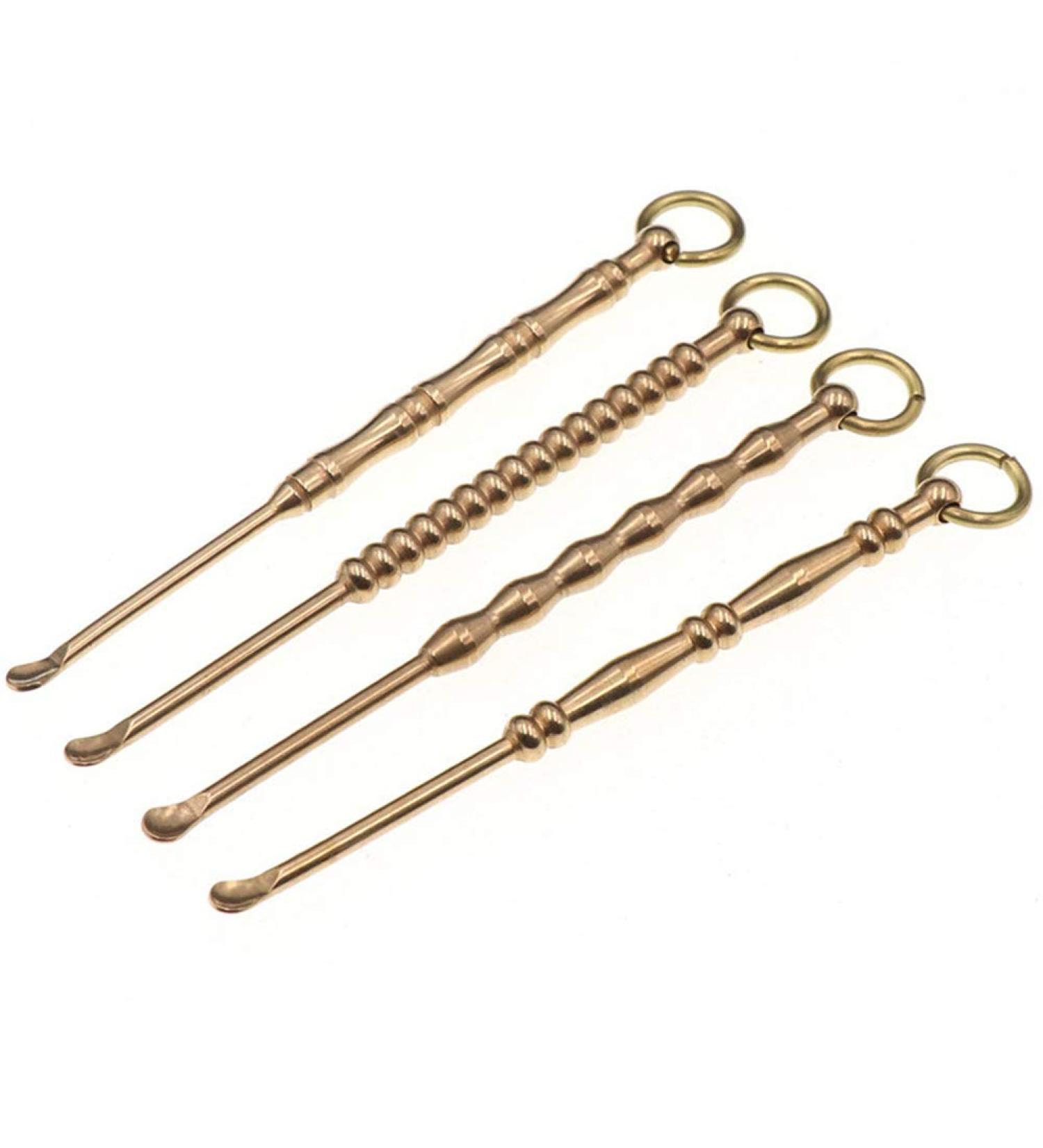 4Pcs Brass Ear Pick Earwax Removal Kit - Reusable Ear Cleaner with Key Ring - Buy Online on GoSupps.com