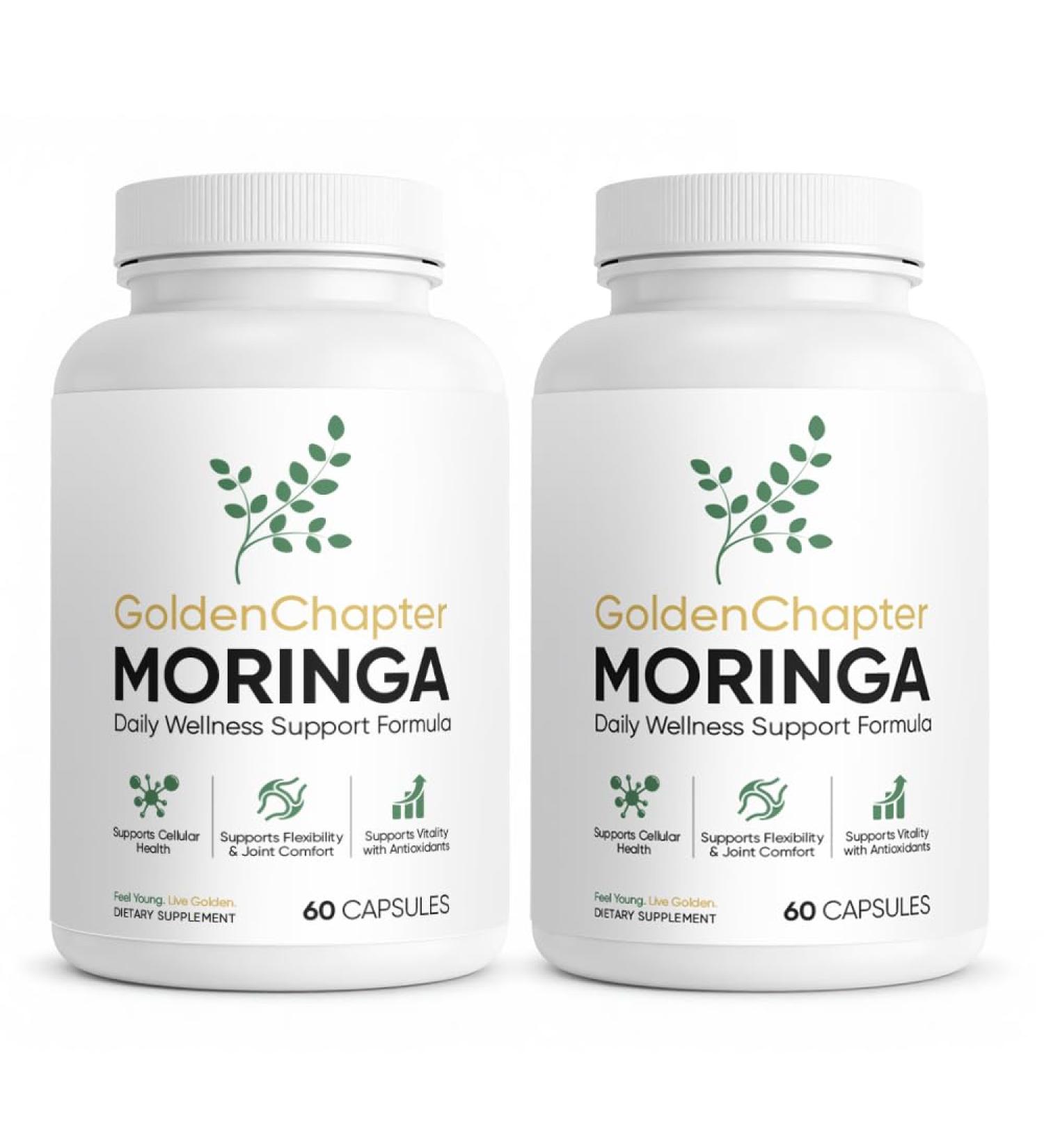 SUUDUUL Golden Chapter Pure Moringa 120 Count (2 Bottles) Plant-Based Daily Wellness Formula Naturally Sourced Moringa Leaf Supplement for Everyday Well-Being - Buy Online on GoSupps.com