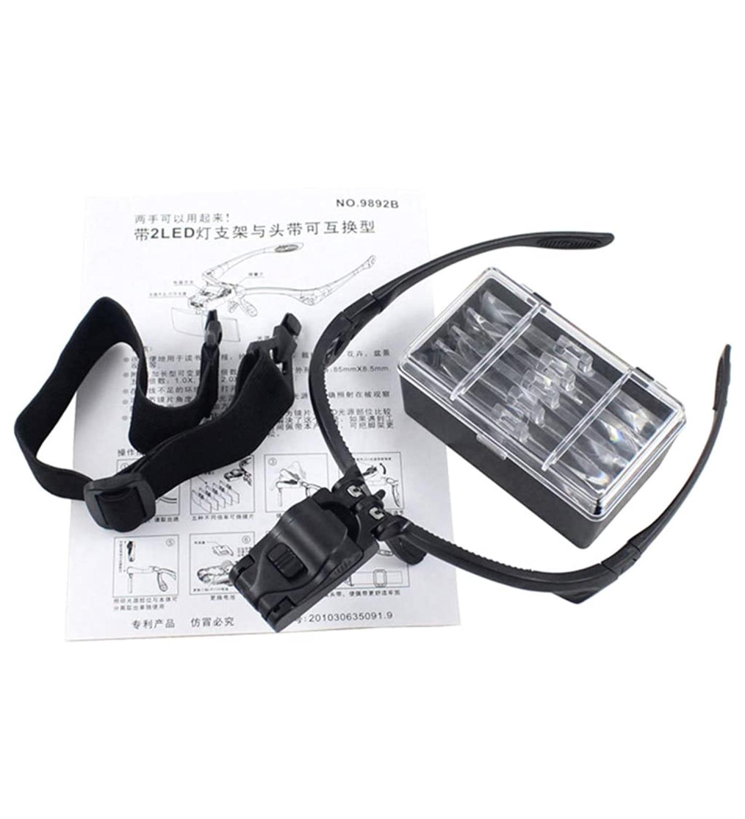 1.0/1.5/2.0/2.5/3.5X Headband Magnifier with LED Light Handsfree Head Mount Magnifying Glass Headset Loupe Tools Small Gift - Buy Online on GoSupps.com