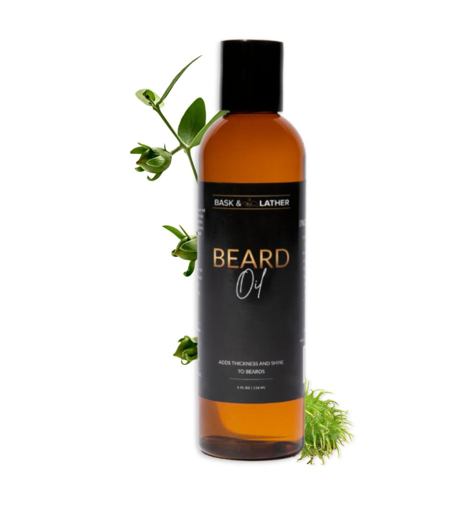 BASK & LATHER Beard Growth Oil | Frizz Free Hair Oil for Men | Hydrate Smooth & Soften Beard with Vitamins | 4 fl oz - Buy Online on GoSupps.com