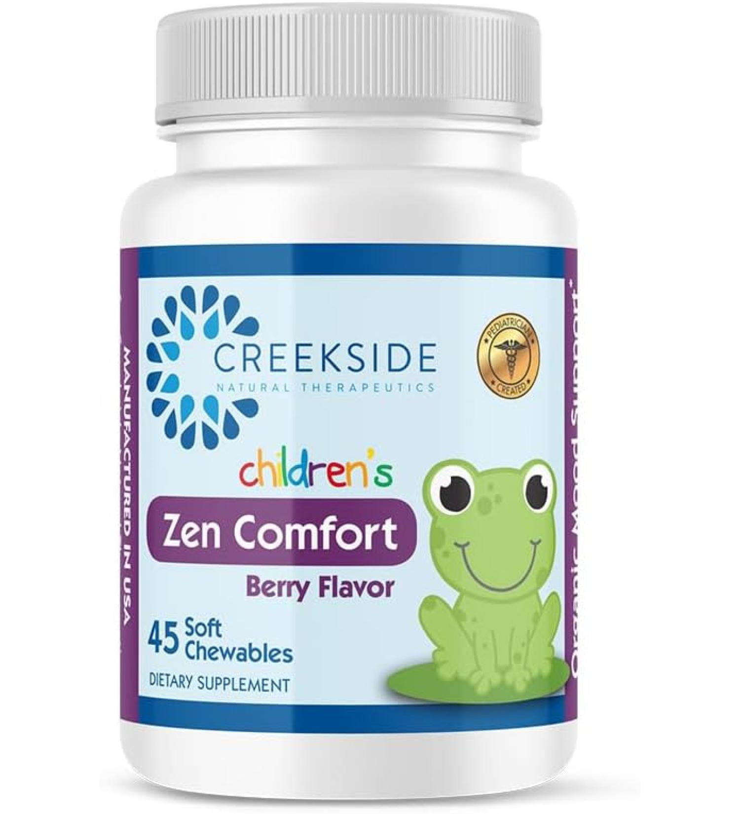 Creekside Naturals Children's Comfort Soft Chewables with P5P, L5-HTP, Passionflower & Zinc - Vegan Berry Flavor | Pediatrician Formulated, Zero Sugar - 45 Count - Buy Online on GoSupps.com