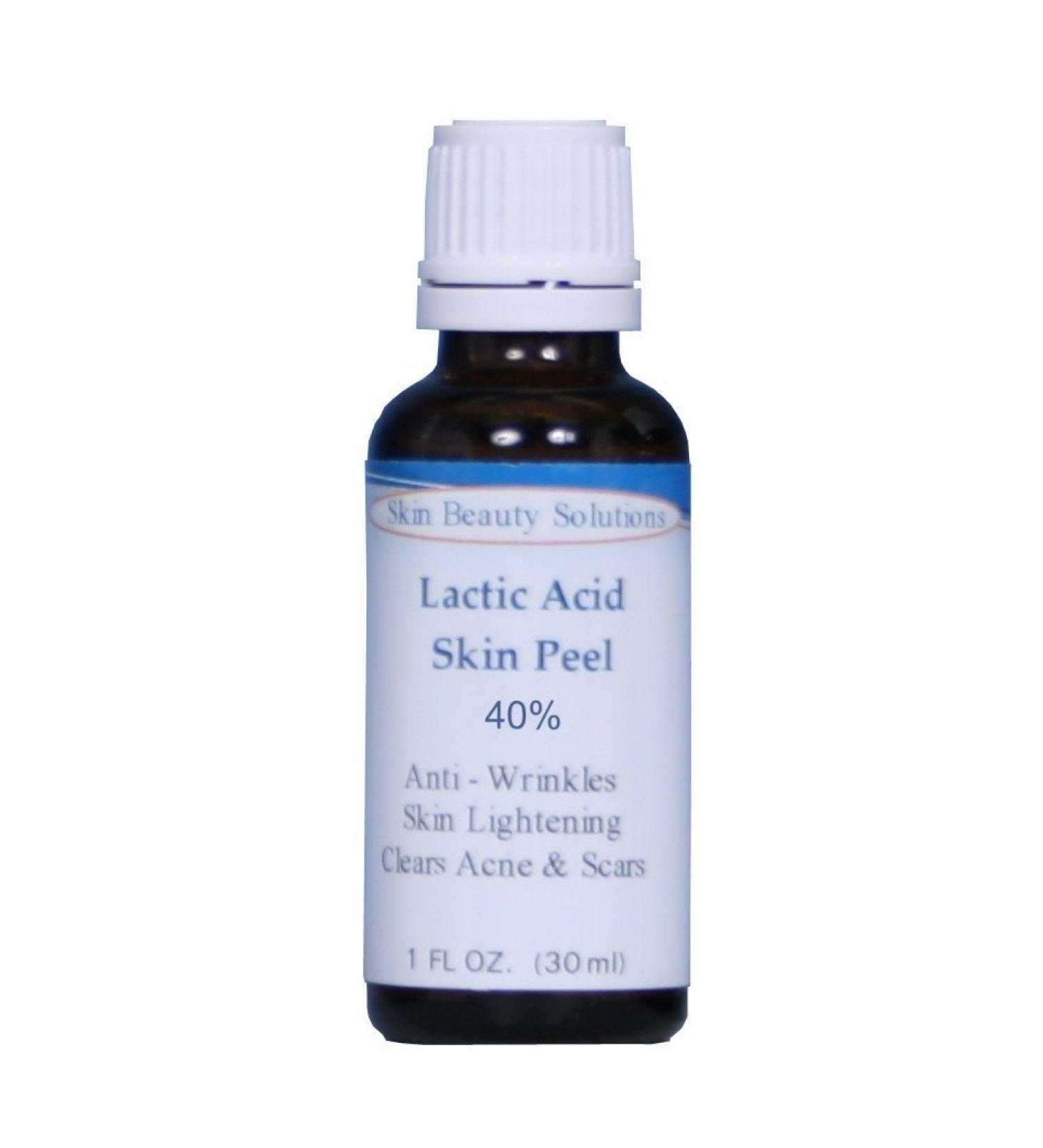 (1 oz / 30 ml) LACTIC Acid 40% Skin Chemical Peel- Alpha Hydroxy (AHA) For Acne Skin Brightening Wrinkles Dry Skin Age Spots Uneven Skin Tone Melasma & More (from Skin Beauty Solutions)