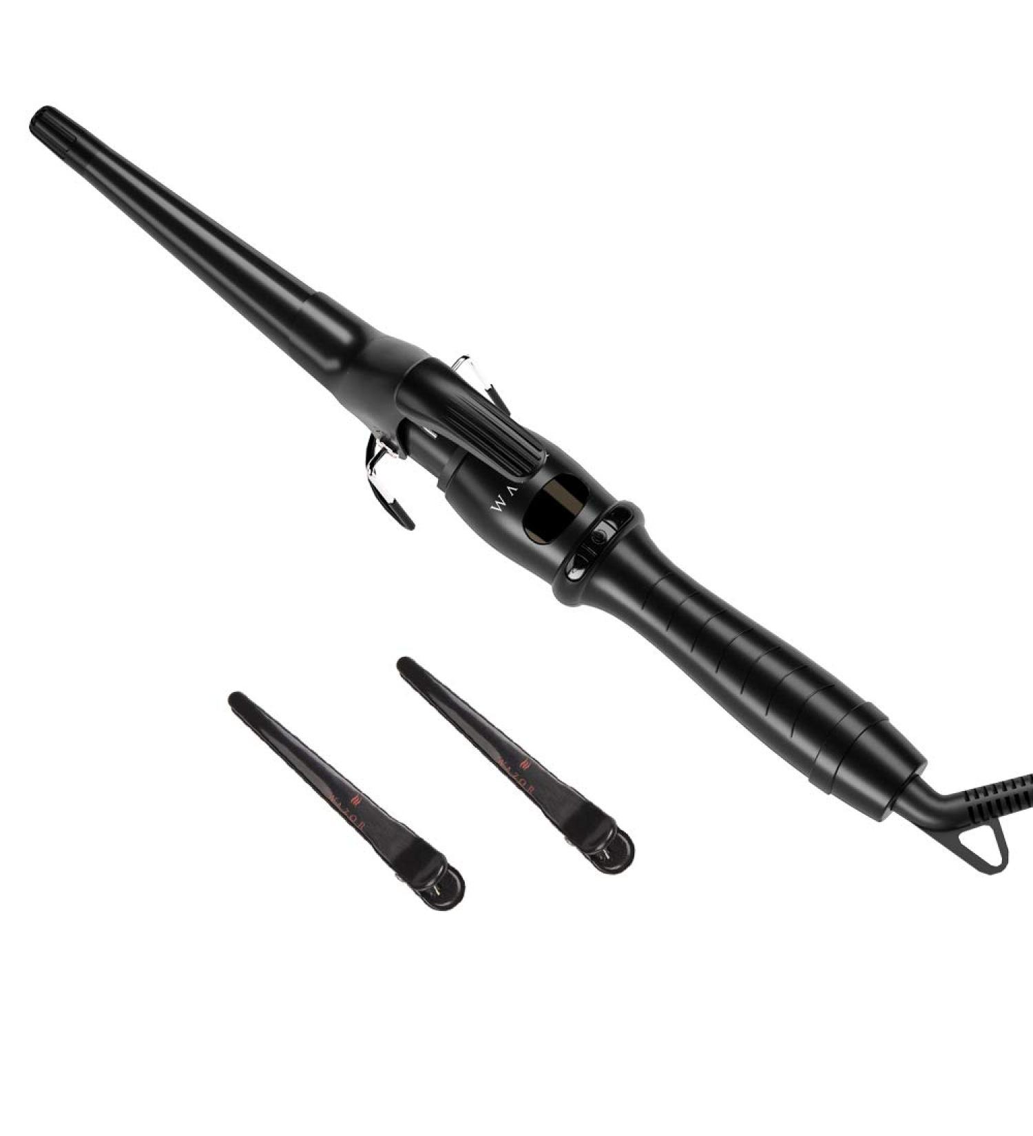 Professional Tapered Curling Iron - 1.5" Ceramic Hair Curler Fast Heat Multiple Temp Settings LED Display Auto Shut Off & 2 Clips - Shop Internationally - Buy Online on GoSupps.com