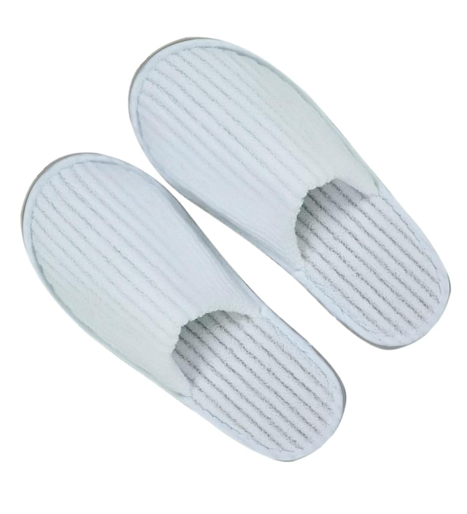 6 Pairs Disposable White Closed Toe Slippers - Fluffy Coral Fleece Spa & Hotel Guest Slippers for Home Travel - Buy Online on GoSupps.com