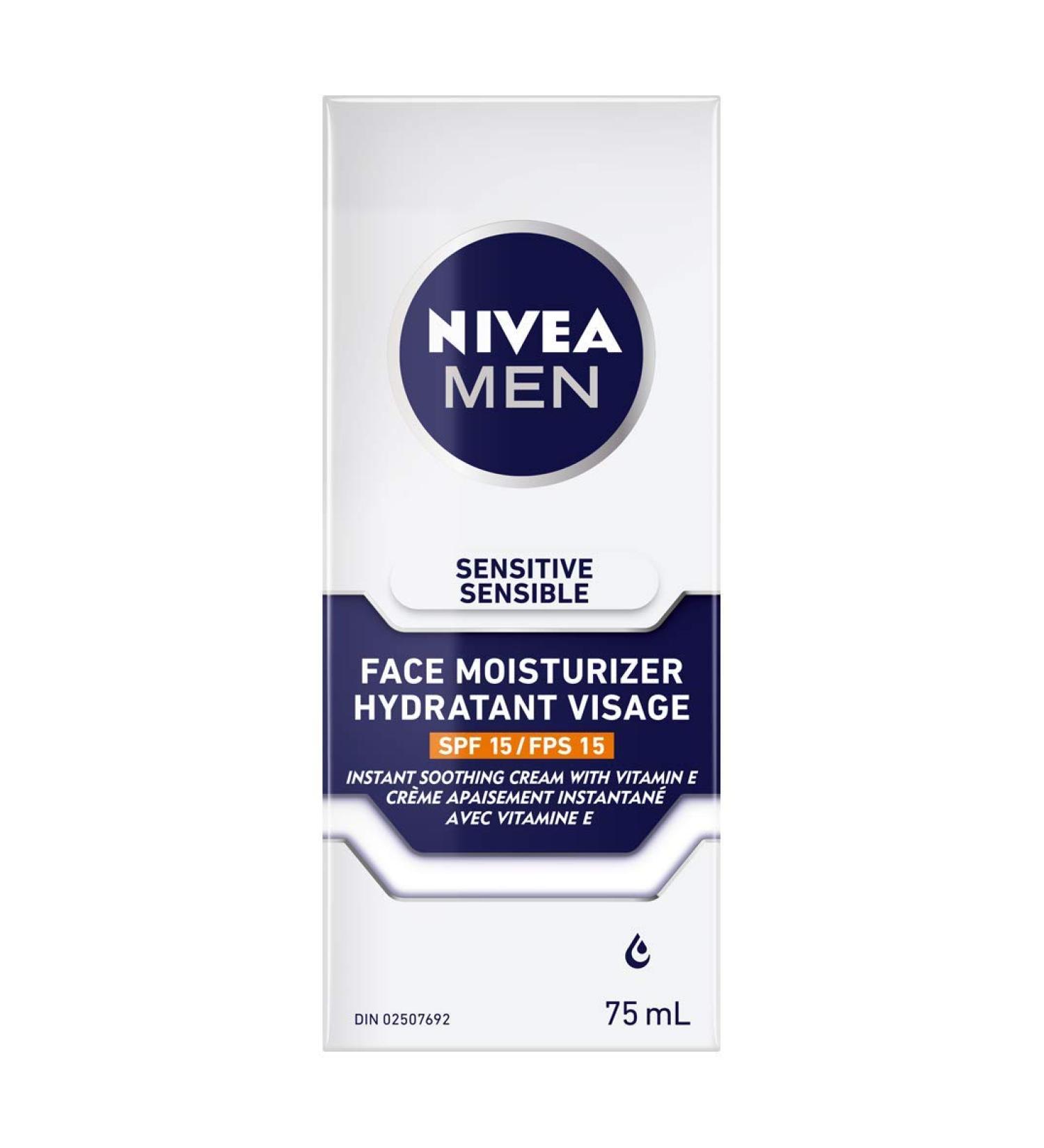 NIVEA MEN Sensitive Skin Face Moisturizer with SPF 15 75mL Sensitive - SPF 15 - Buy Online on GoSupps.com