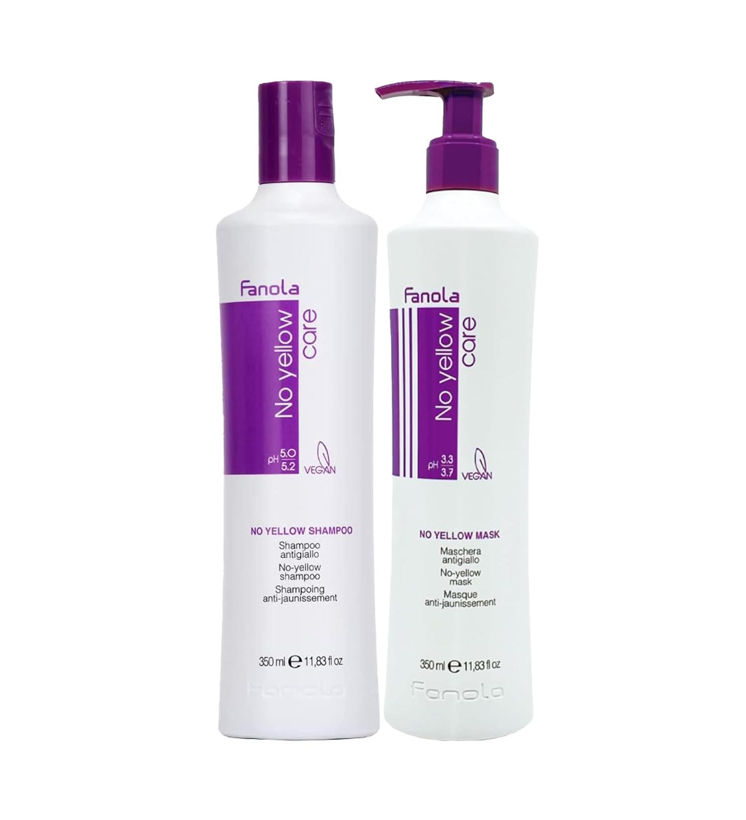 Buy Fanola No Yellow Silver-Gloss Shampoo & Mask Bundle | Anti-Yellow Tone for Brightened & Gray Hair | 350ml - Buy Online on GoSupps.com
