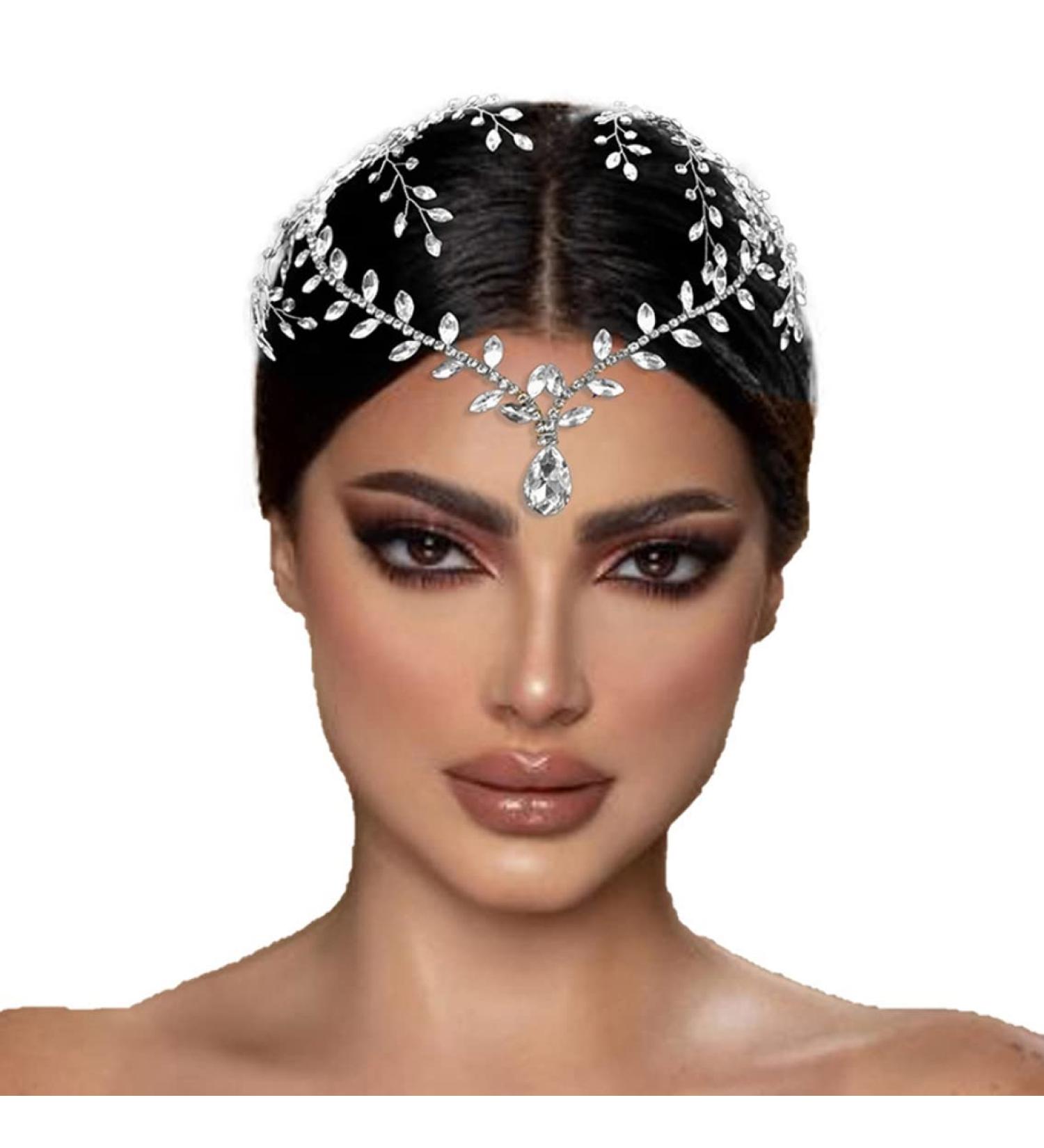 Bridal Headpieces for Wedding Rhinestone Headband Forehead Headband Headpiece Hair Accessories for Bride Silver Rhinestone Headpiece - Buy Online on GoSupps.com