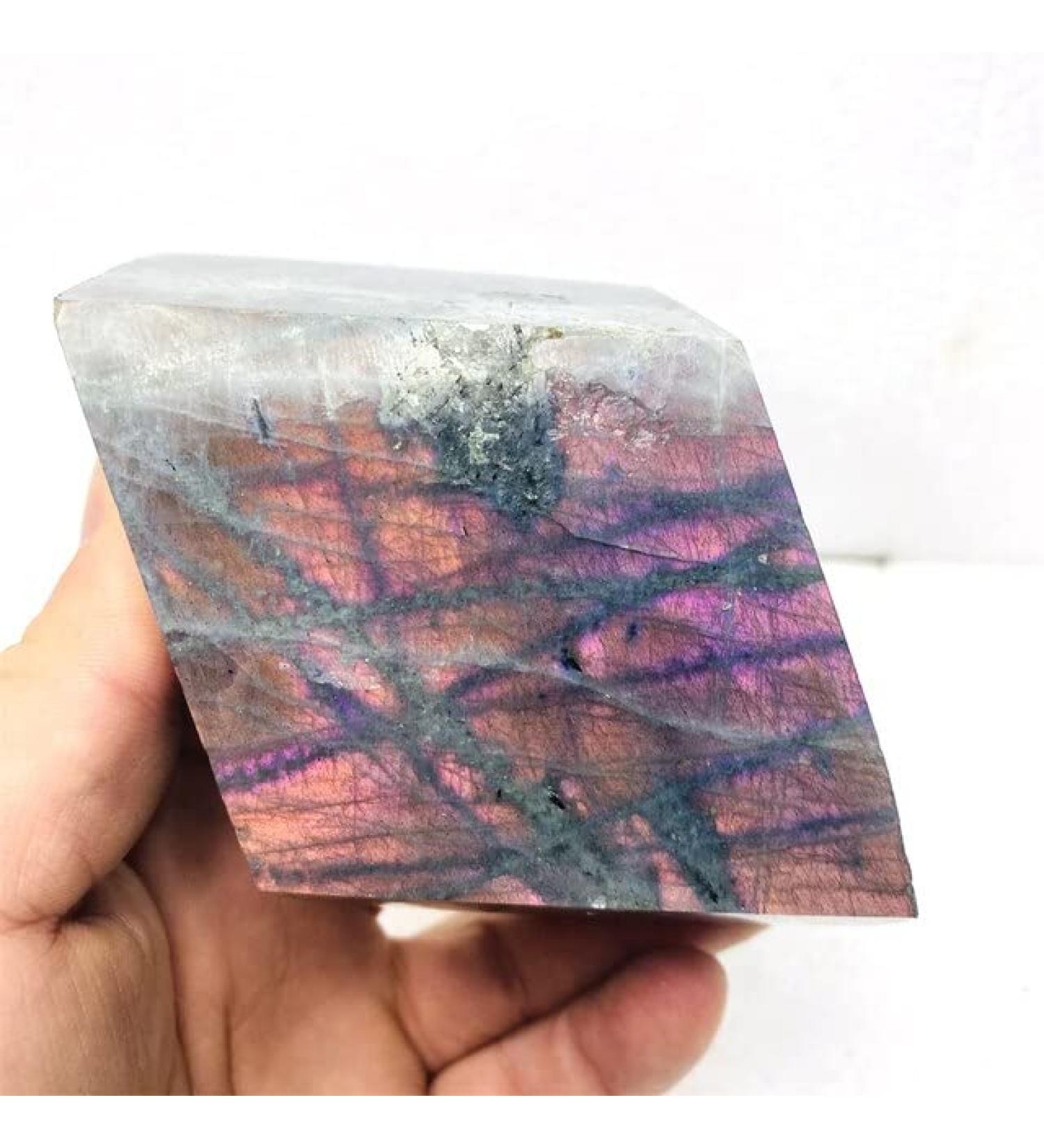 Purple Labradorite Moonstone Polyhedral Gemstone Spiritual Crystal Home Decoration and Witchcraft Gift - (Color: Weight 532g) Obelisk - Buy Online on GoSupps.com