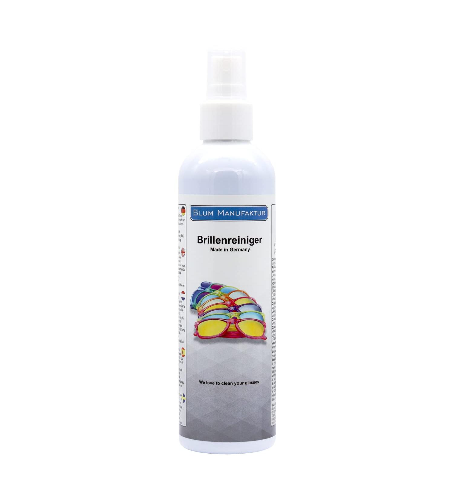 Blum Manufaktur Glasses Cleaner Spray - 250ml Stripe-Free Formula for Eyewear - Made in Germany - Perfect for Glasses & Sunglasses - Buy Online on GoSupps.com