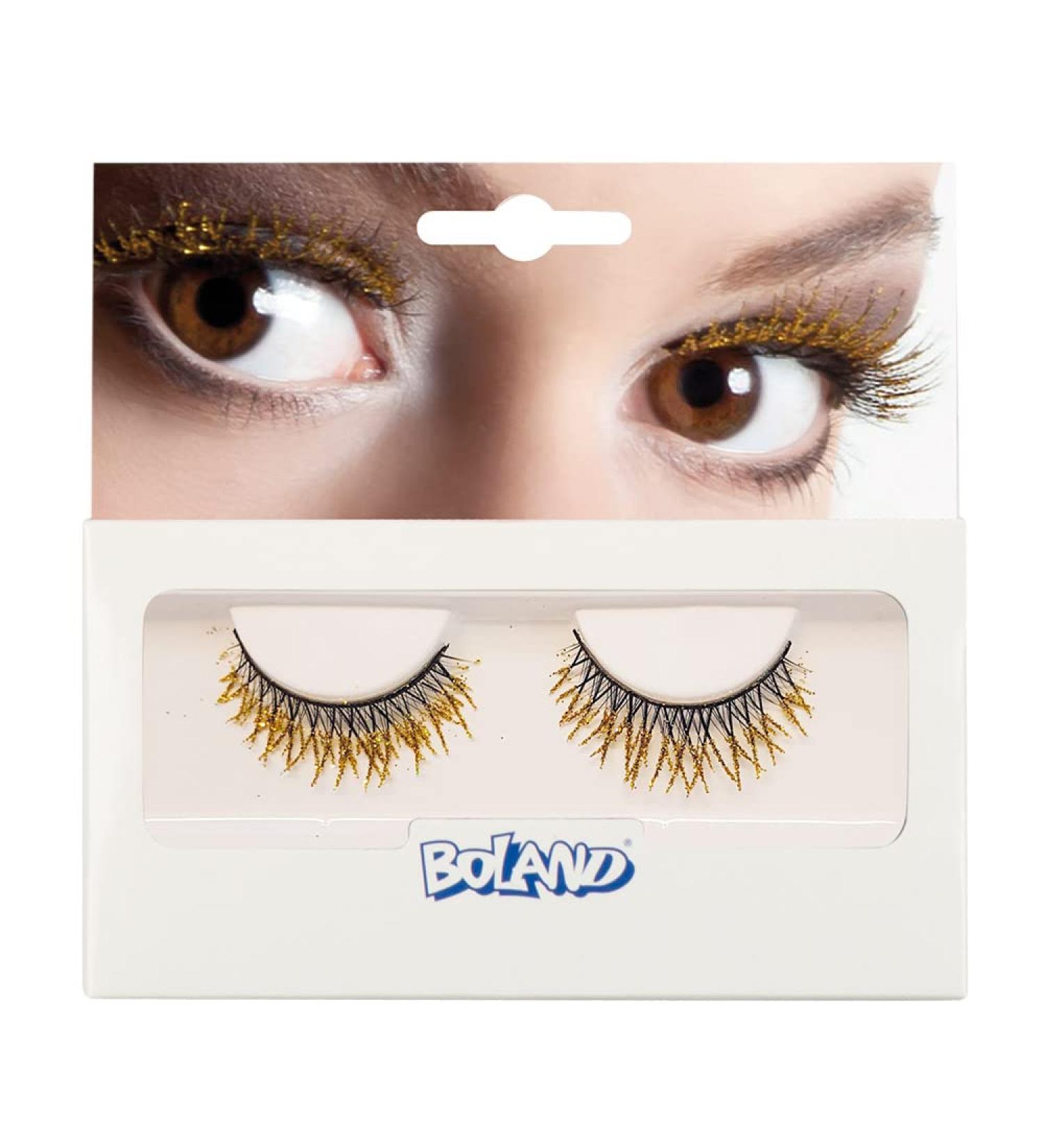 Boland - Self-adhesive eyelashes glitter 1 pair artificial eyelashes easy application eye-opening theme party carnival gold