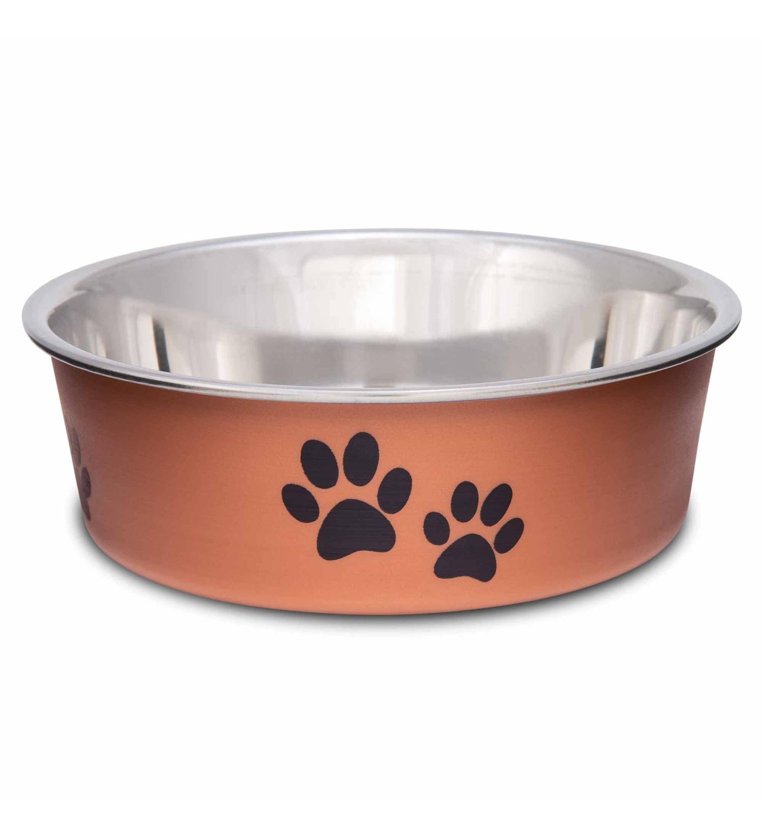 Loving Pets Stainless Steel Bella Dog Bowl Non-Slip Dishwasher Safe & Bacteria Resistant Metallic Pet Dish - Copper - Small (426 ml) Copper Small