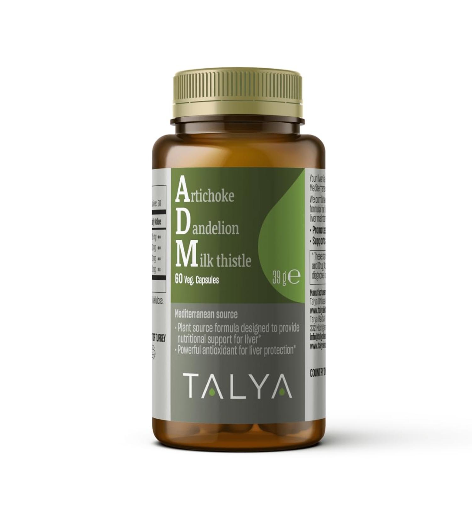 TALYA Milk Thistle Silymarin Artichoke Dandelion Herbal Liver Detox Cleanse Liver Support Supplement Vegan Capsules 60 Count 1 Month Supply Non GMO - Buy Online on GoSupps.com
