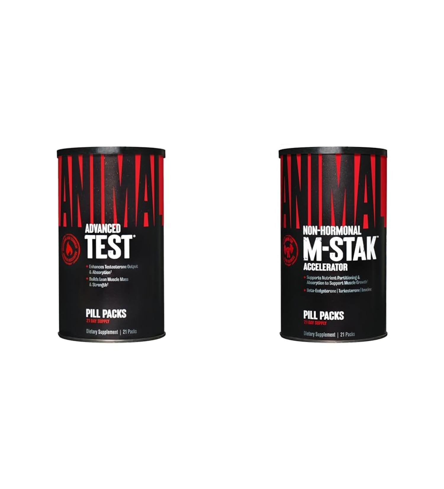 Animal Test Testosterone Booster 21 Day Cycle & M-Stak Hard Gainer Muscle Building Stack 21 Count - Buy Online on GoSupps.com