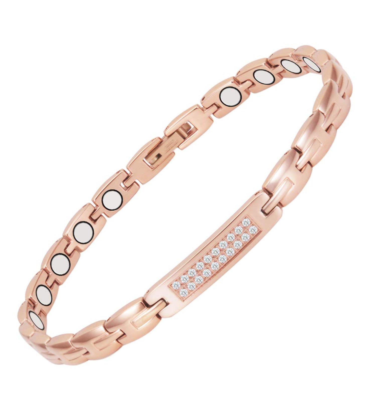 Stainless Steel Magnetic Anklet 24cm for Arthritis Pain Relief - Health Gift with Magnets (Rose 2) - International Shipping Available - Buy Online on GoSupps.com