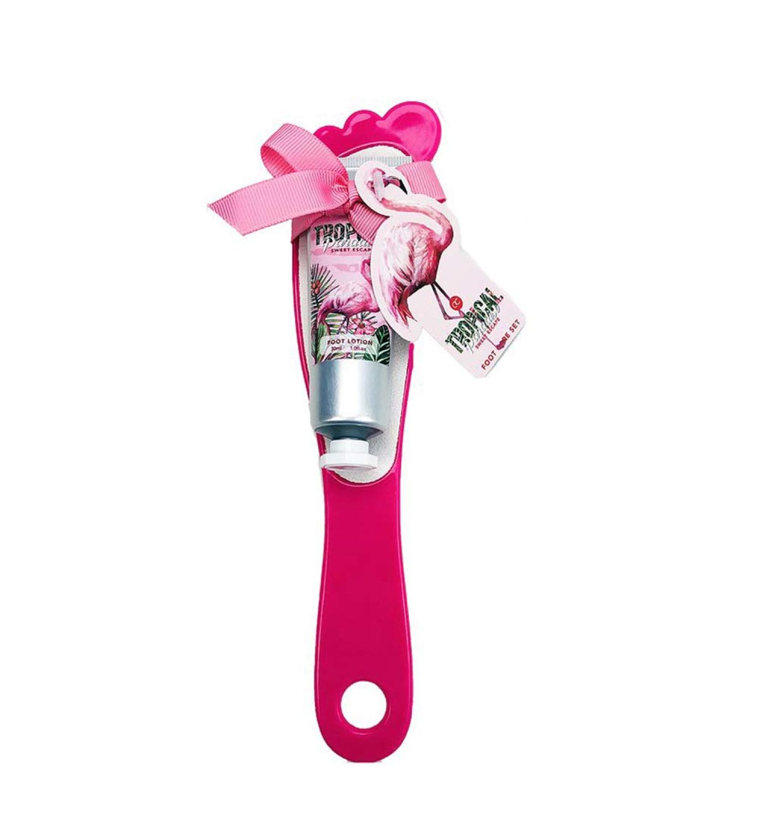 Flamingo foot lotion with Flamingo callus rasp gift set of 2 - "Tropical Paradise" foot cream
