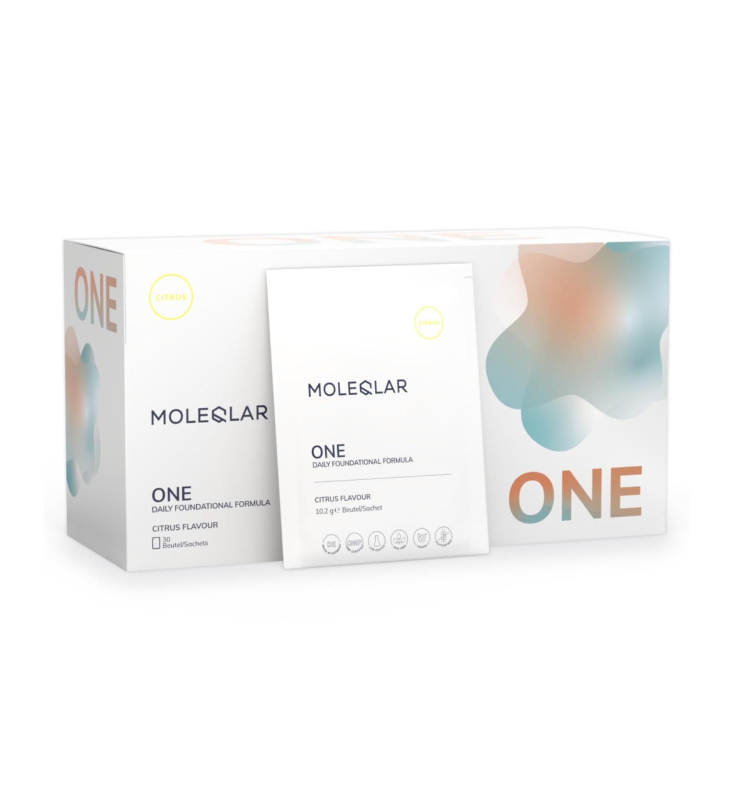  MoleQlar ONE Complex 30 Sachets All-in-One Fundamental Formula Supplement with molecules vitamins and minerals for longevity Just one sachet per day (30 sachets lemon) - Buy Online on GoSupps.com