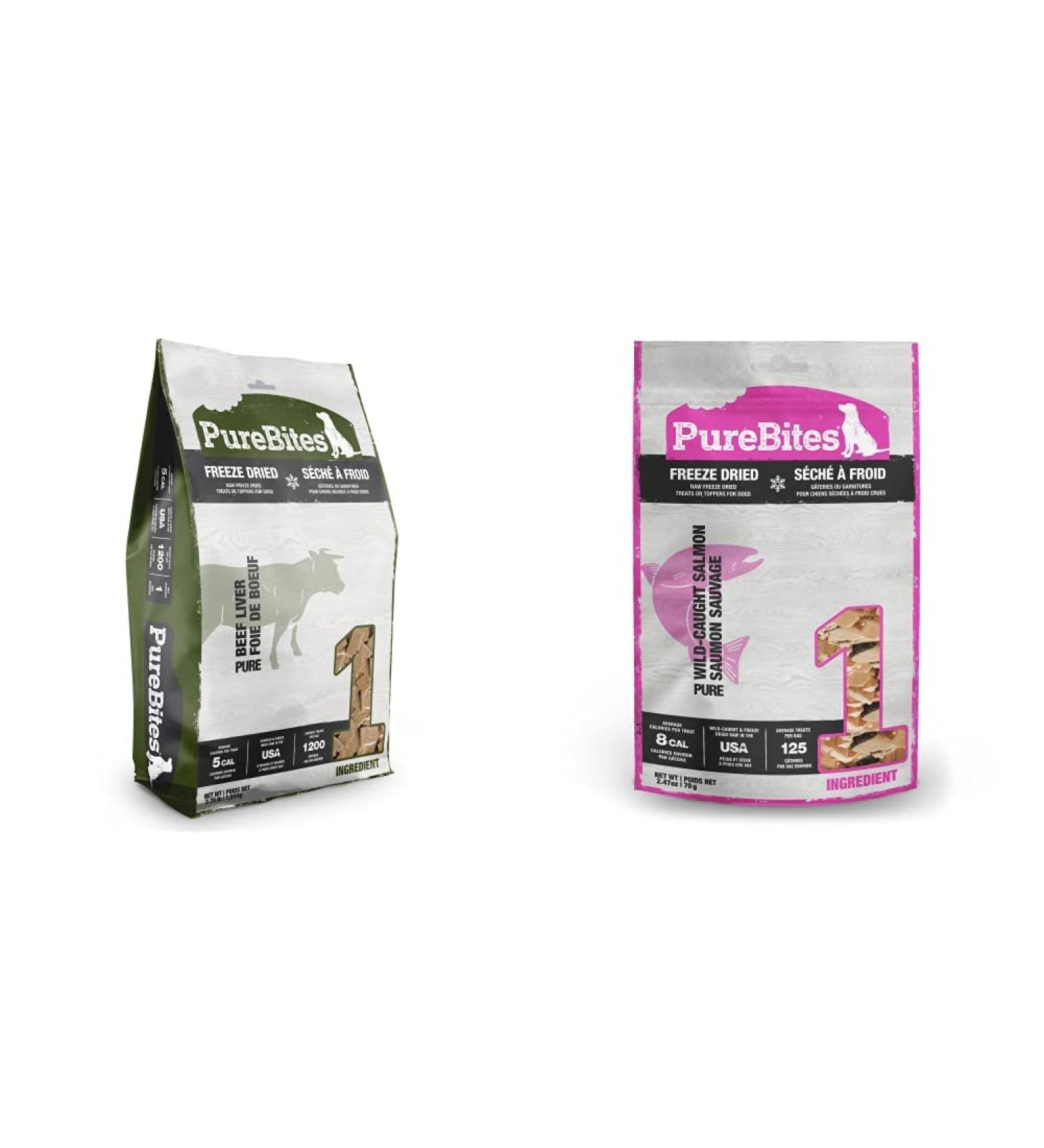 PureBites Freeze Dried Beef Liver + Salmon Dog Treats Bundle 1.2 kg (Pack of 1) Dog Treat + Salmon Freeze Dried Dog Treats - Buy Online on GoSupps.com