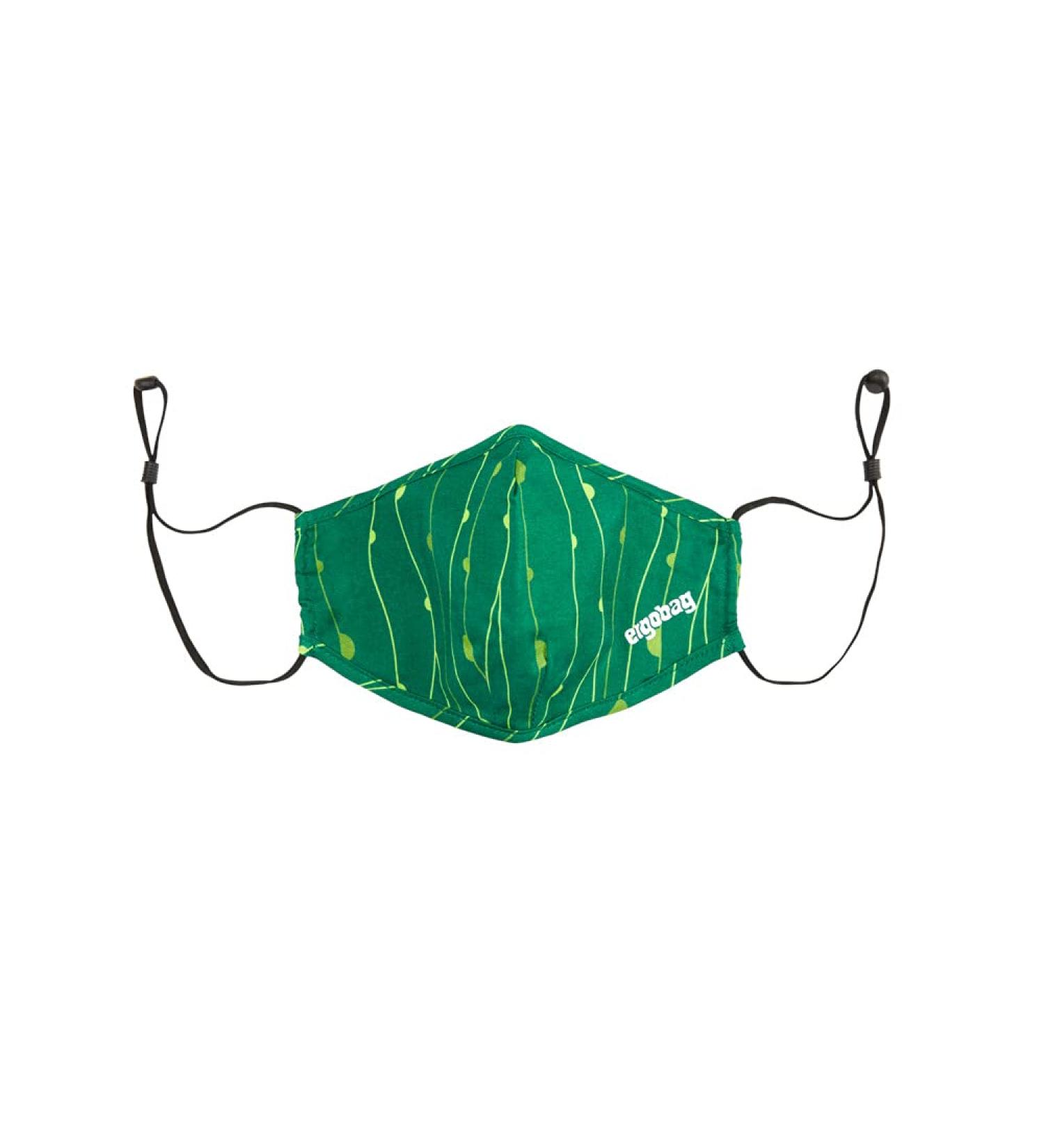 ergobag children's mouth nose mask - for girls and boys washable at 60 degrees RambazamBear - Green