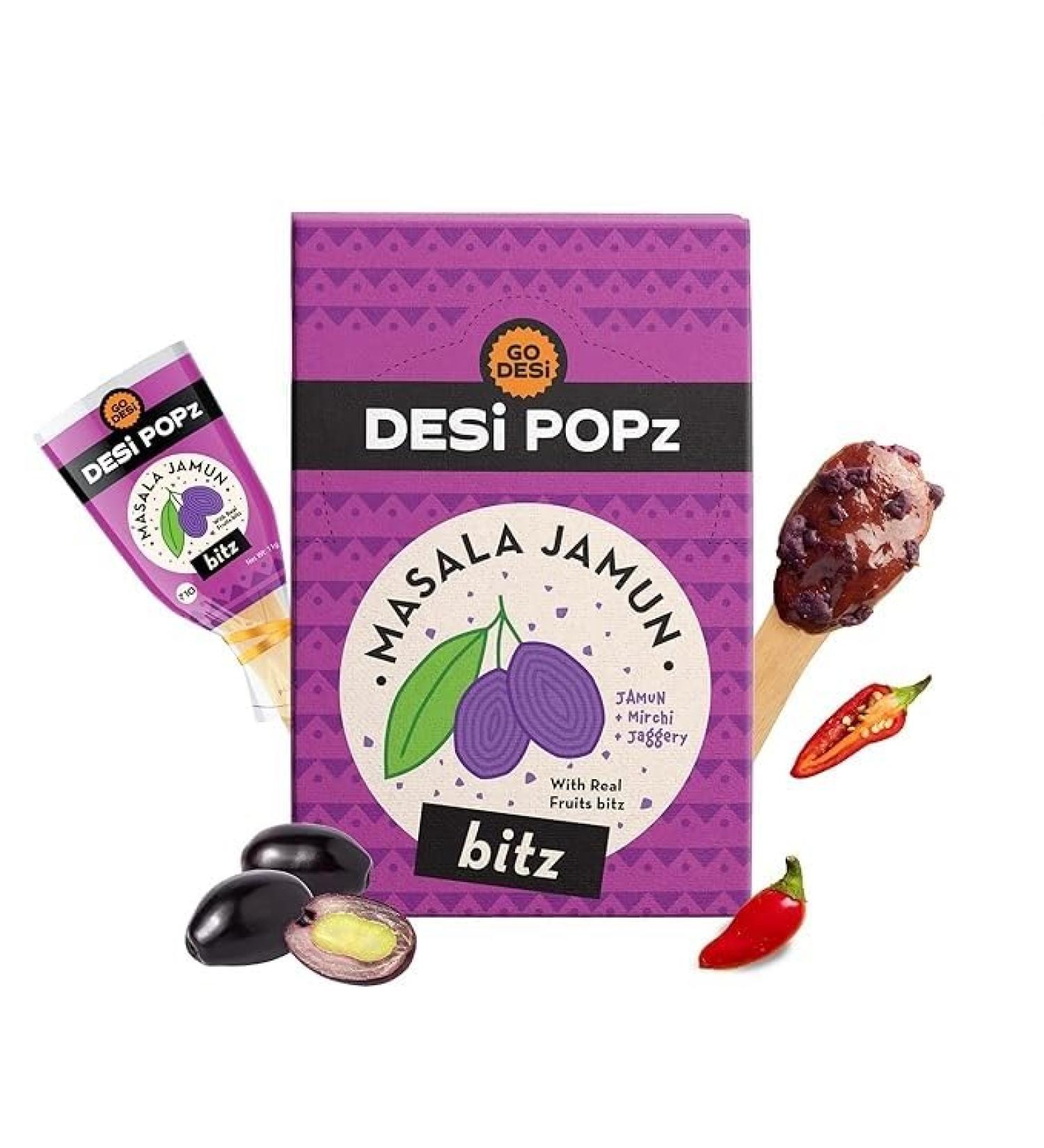 Holy Hut POPz with Bitz | Masala Jamun | 50 Pcs | Fruit Snacks | Java Plum | Lollipop | Jamun Candy | Indian Blackberry | Black Plum | 400 gm - Buy Online on GoSupps.com