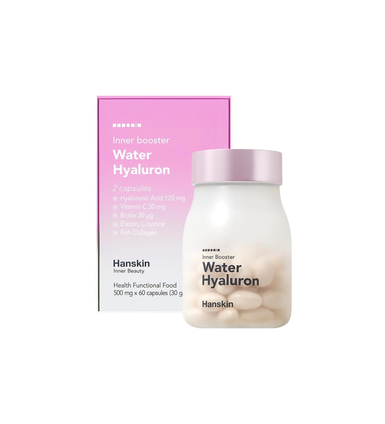 Hanskin Hyaluronic Acid Supplements for Hair Skin Wrinkles & Nails | L-Cysteine Biotin Vitamin C Collagen | Nutritional Supplement for Healthy Skin | 60 Capsules - Buy Online on GoSupps.com