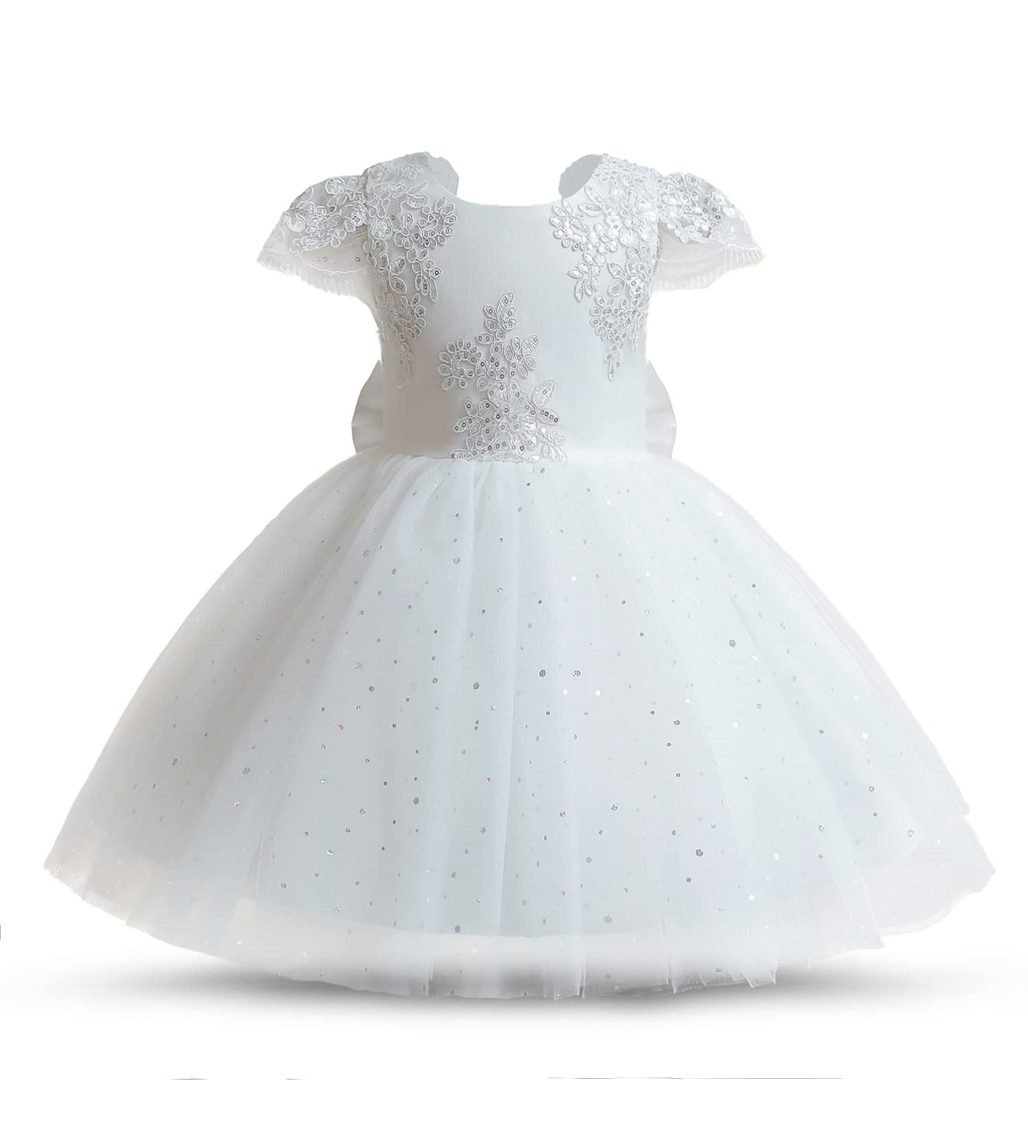 NNJXD Baby Girl Dress Tutu Birthday Party Gown 6-12 Months - White 2007 - Buy Online on GoSupps.com