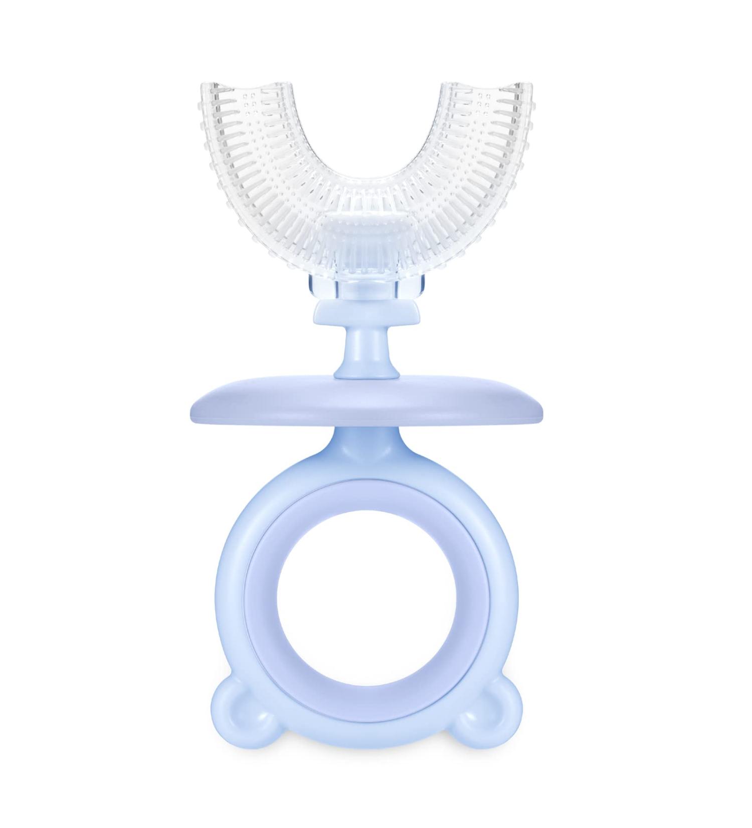 Baby Toothbrush for 6+ Months to 6 Years - Food Grade Silicone Bristles - U Shaped Infant & Toddler Training Toothbrush - Blue - Buy Online on GoSupps.com