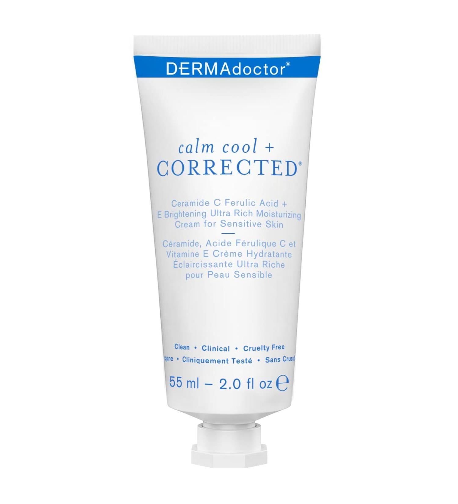 DERMAdoctor Calm Cool + Corrected Ceramide C Ferulic Acid + E Cream | Brightening Moisturizer for Sensitive Skin | 2.0 fl oz | Worldwide Shipping - Buy Online on GoSupps.com