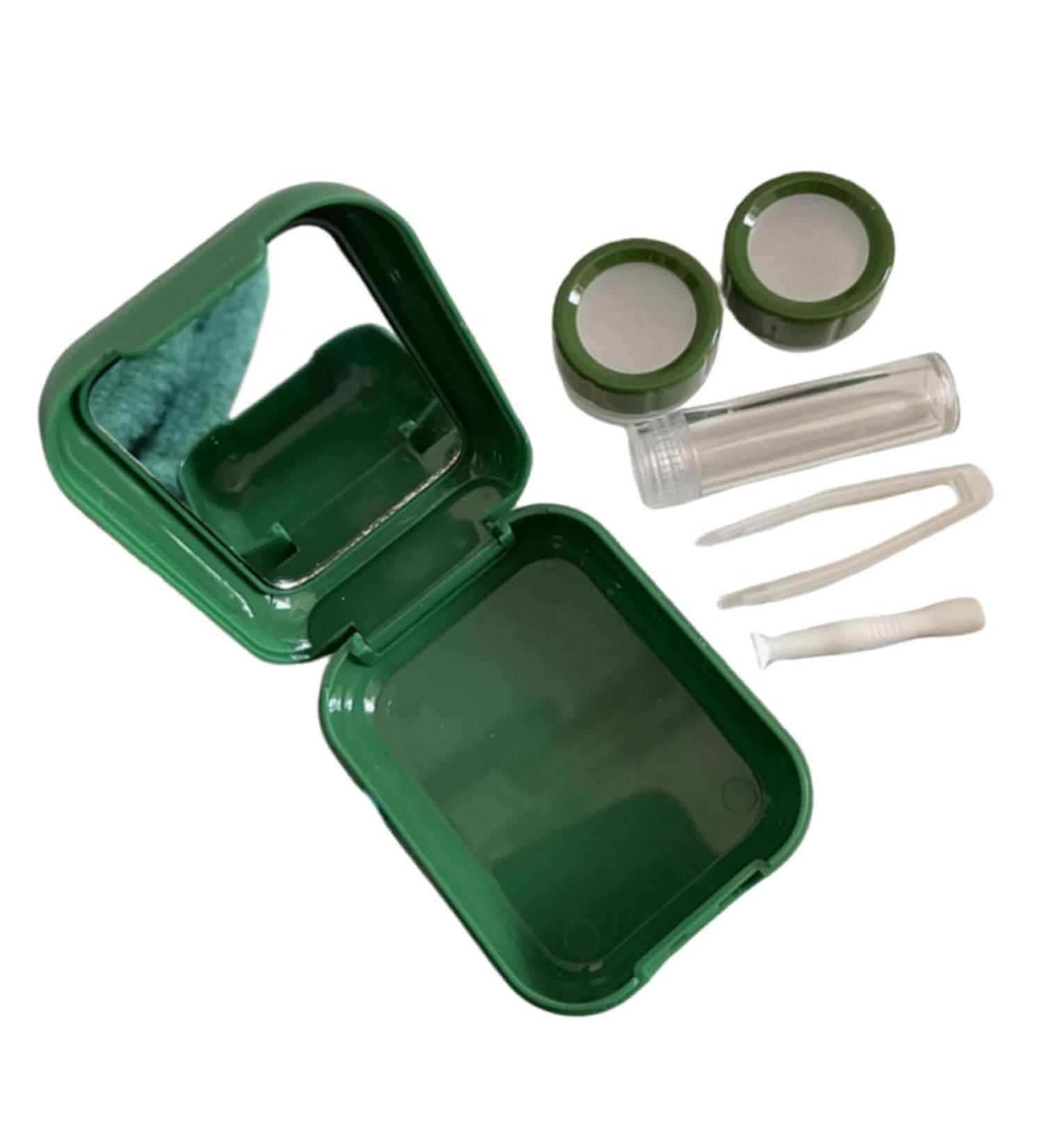 Solustre Contact Lens Container Set with Mirror Glitter Makeup & Travel Organizer Frosted Plastic Case for Lenses - Buy Online on GoSupps.com